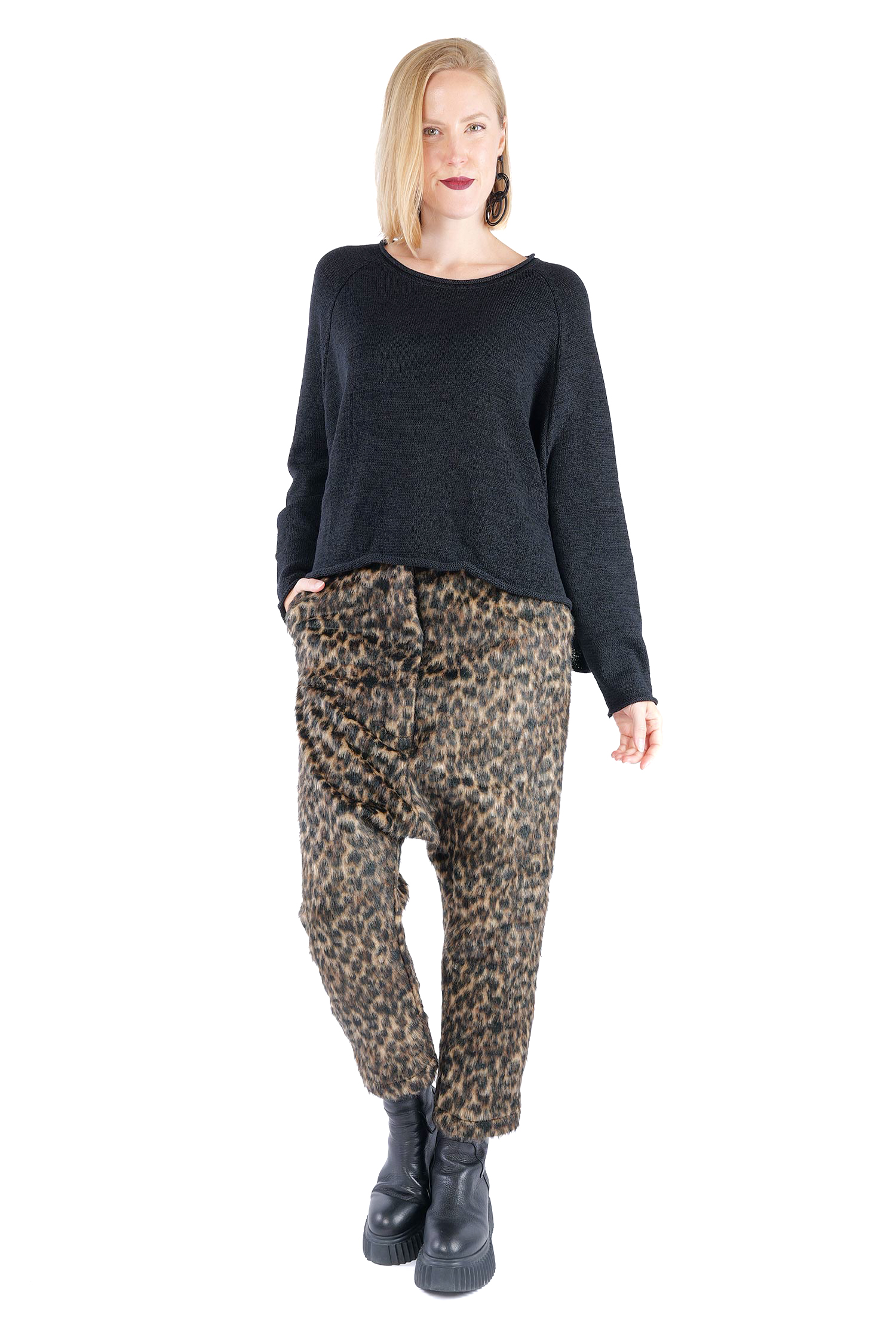 Oversized knitted pullover - Black - 2263720713