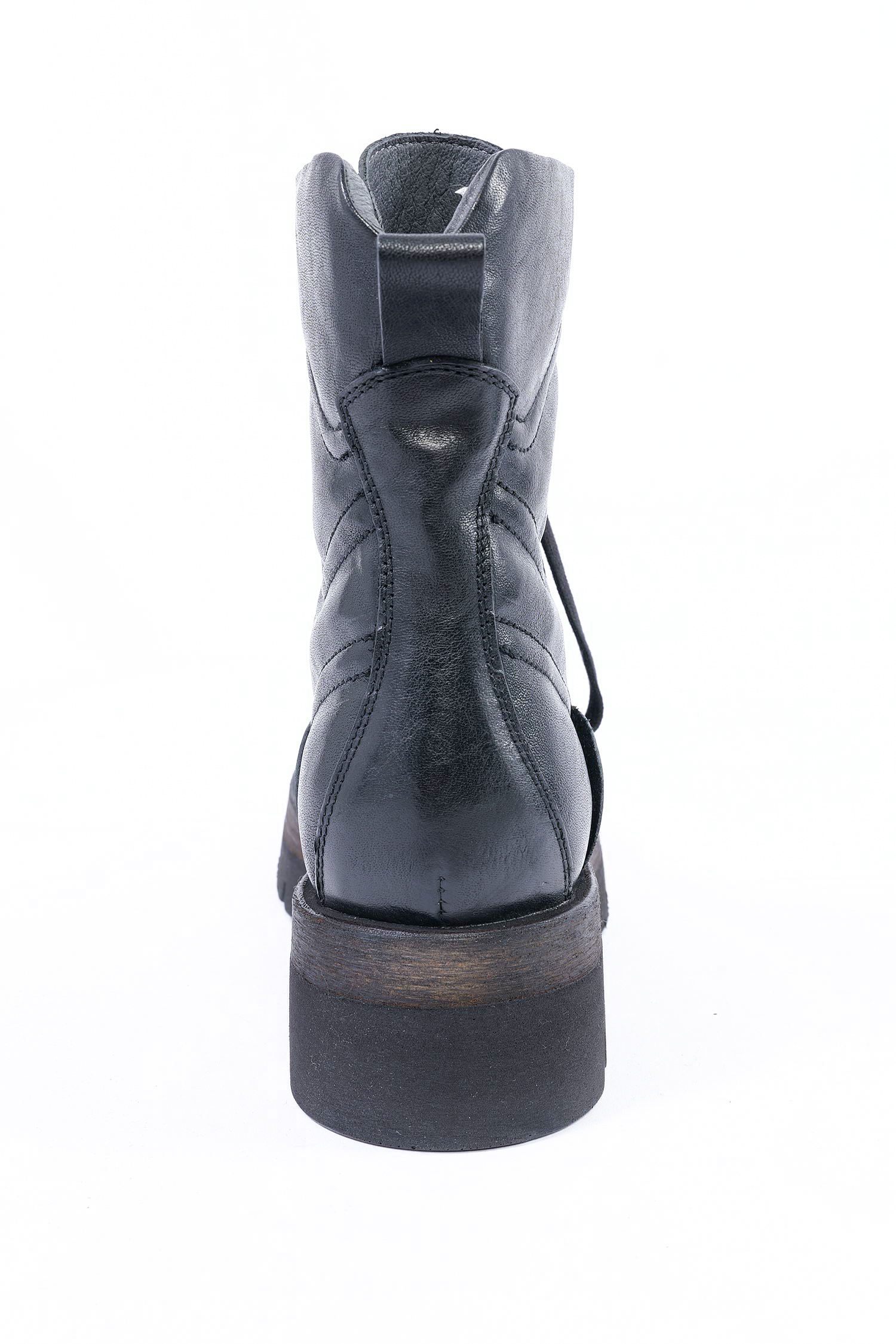 Schnür-Lederboots - schwarz - 8522