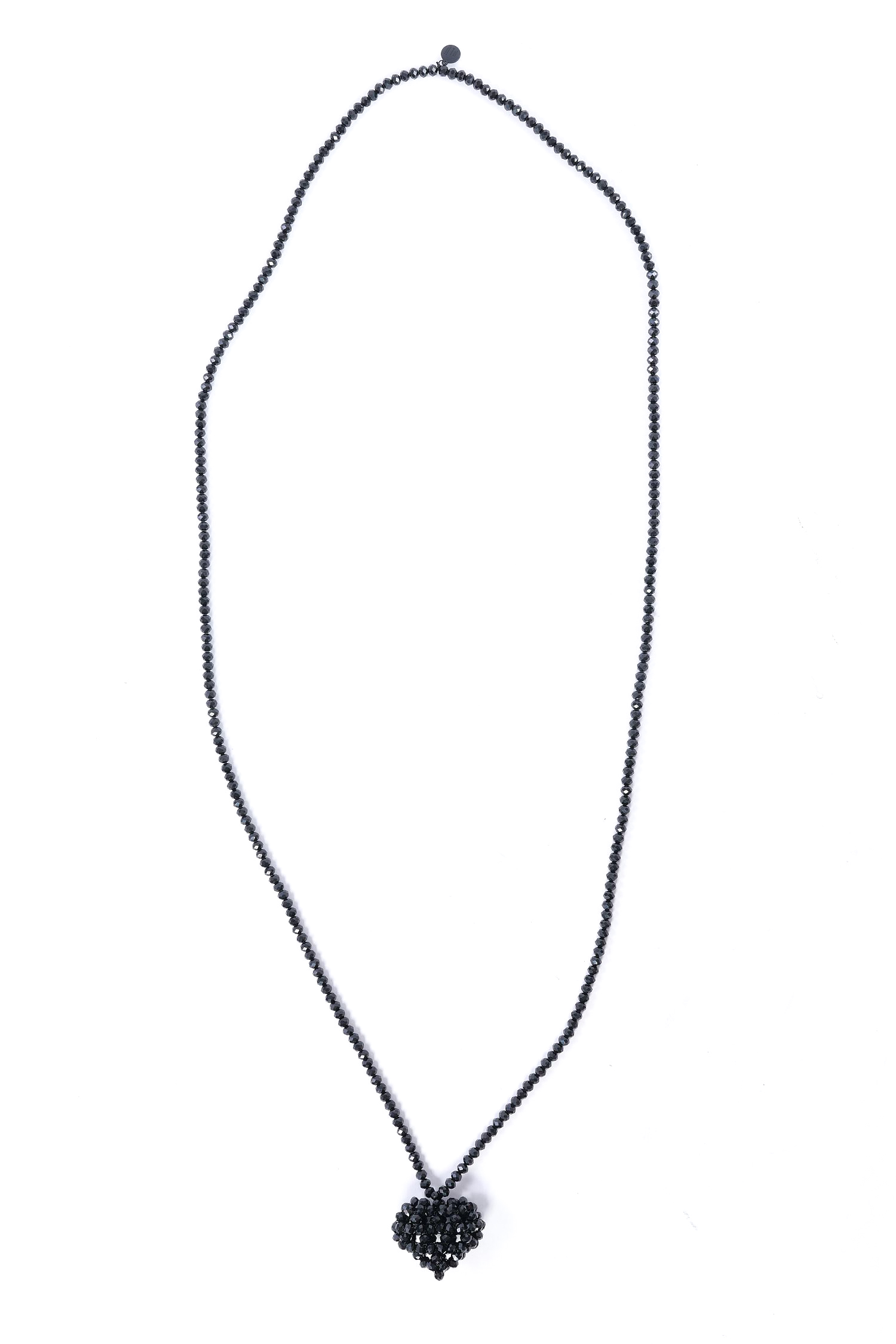 Extra lange 3D Herz Kette - Schwarz - 1539