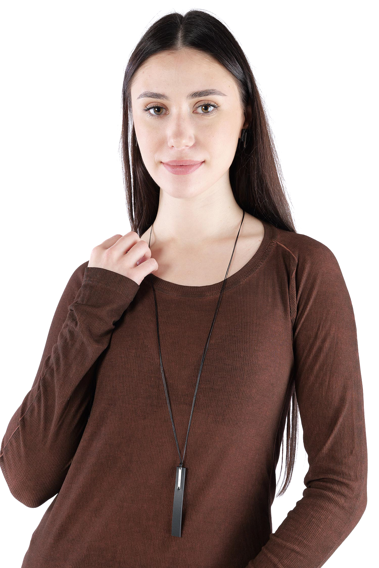 Rectangle necklace - Bar_ S_Mono Pendant - Black / Silver