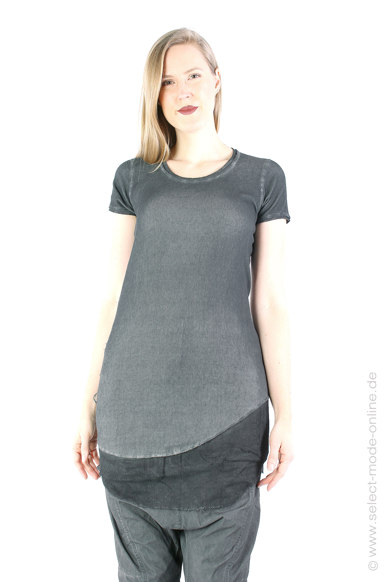 T-shirt with tulle hem - Charcoal Cloud - 1242280502