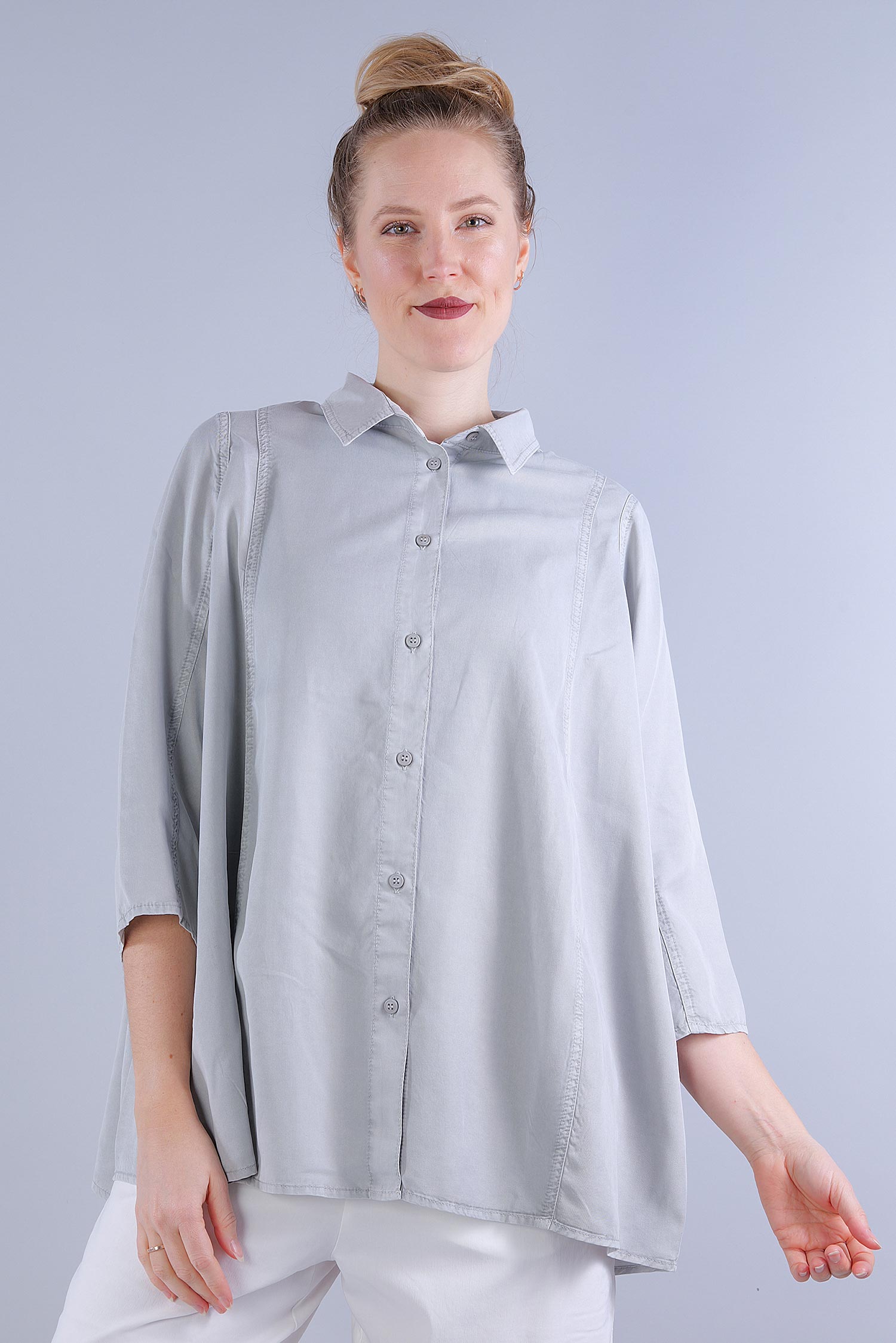 Oversize Bluse - 1253200405 - grey pigment