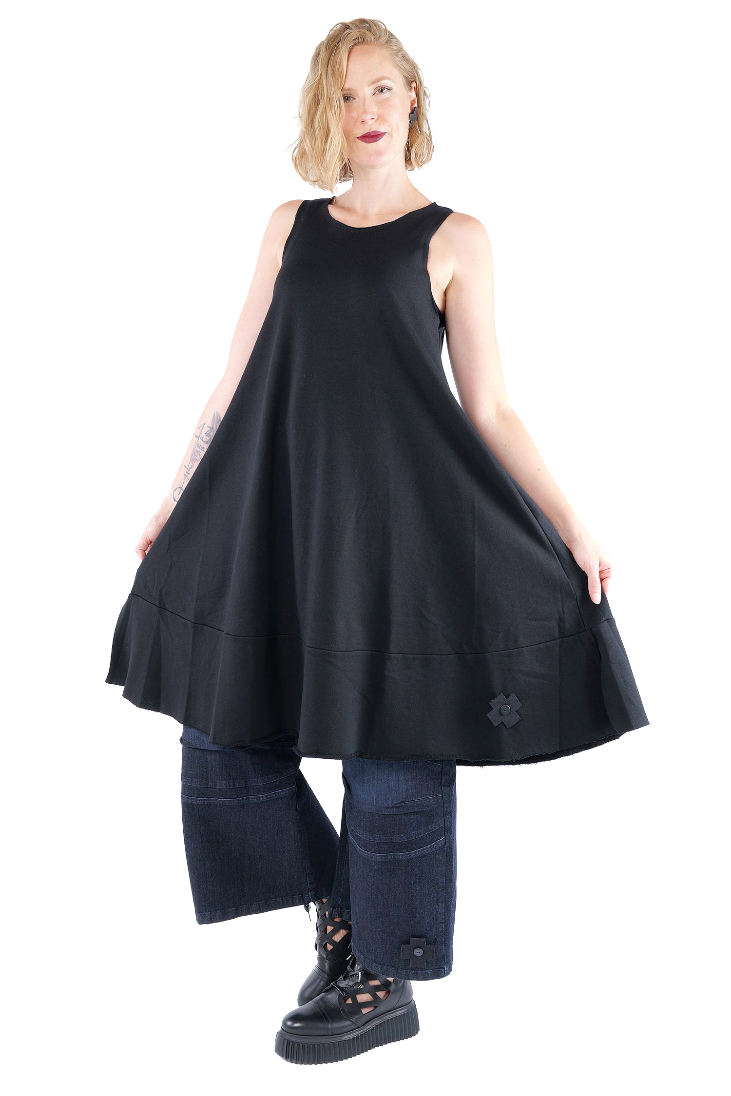 Sweat-Kleid - Schwarz - 1159
