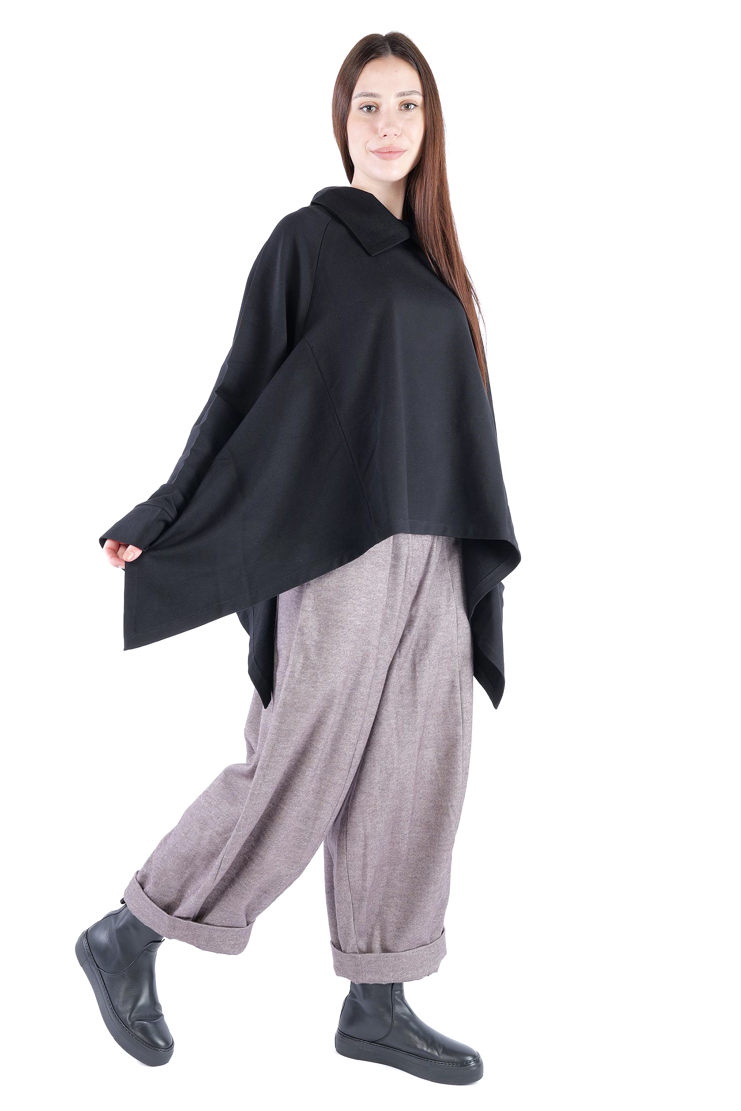 Asymmetrischer Pullover - Schwarz - 26.2-KHF112