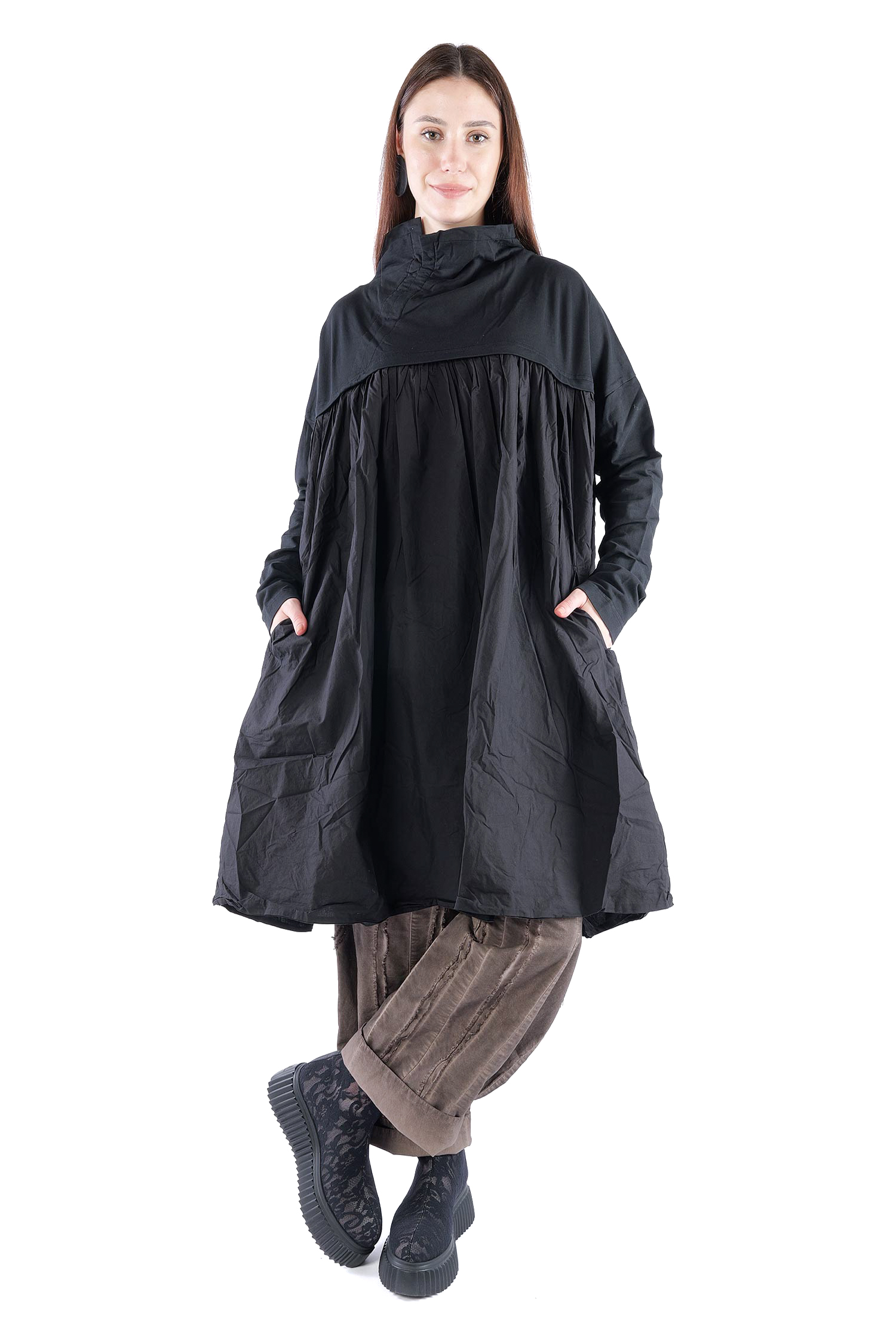 Gerüschte Tunika - Schwarz - 2262280906