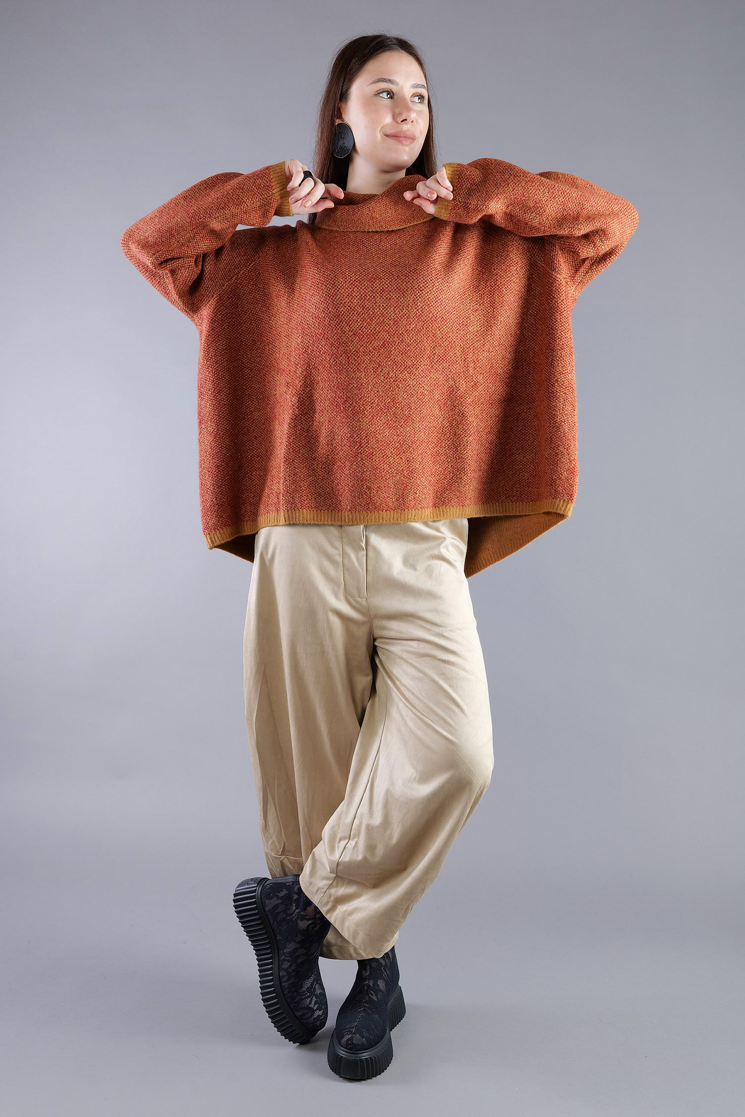 Strickpullover - Bronze lava jacquard - 2263270702