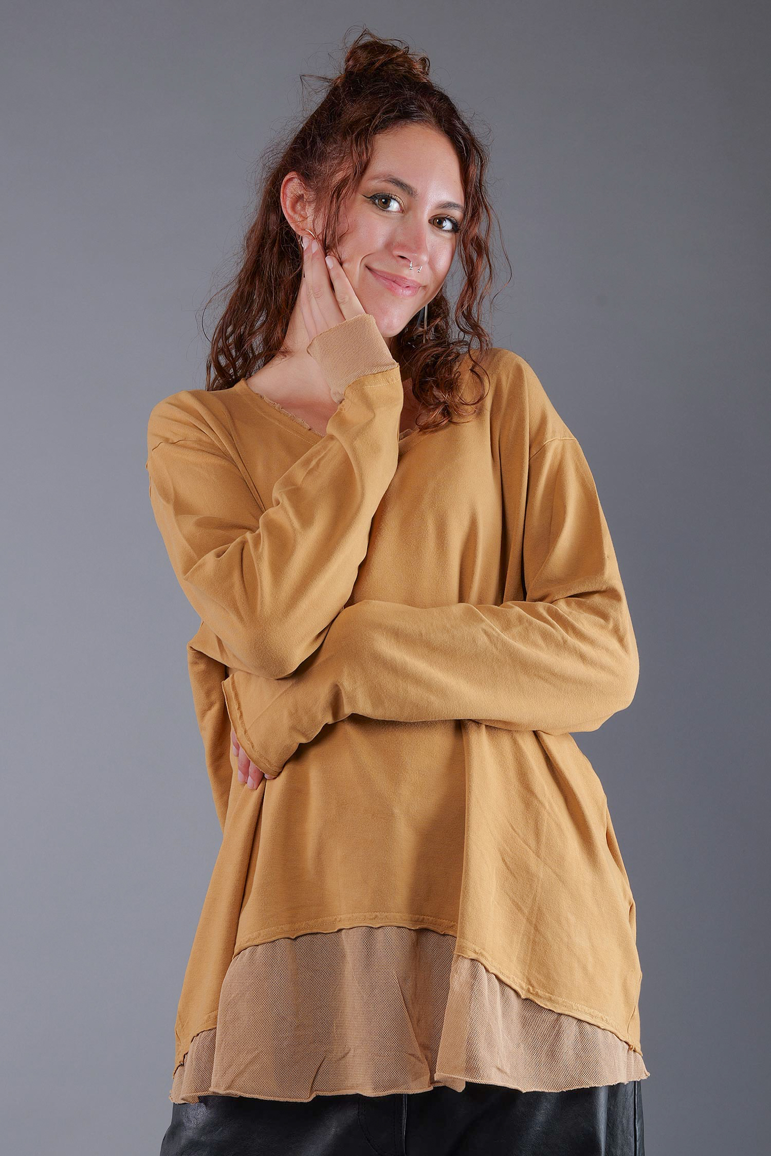 Shirt mit Tüll - Bronze - 2263510502