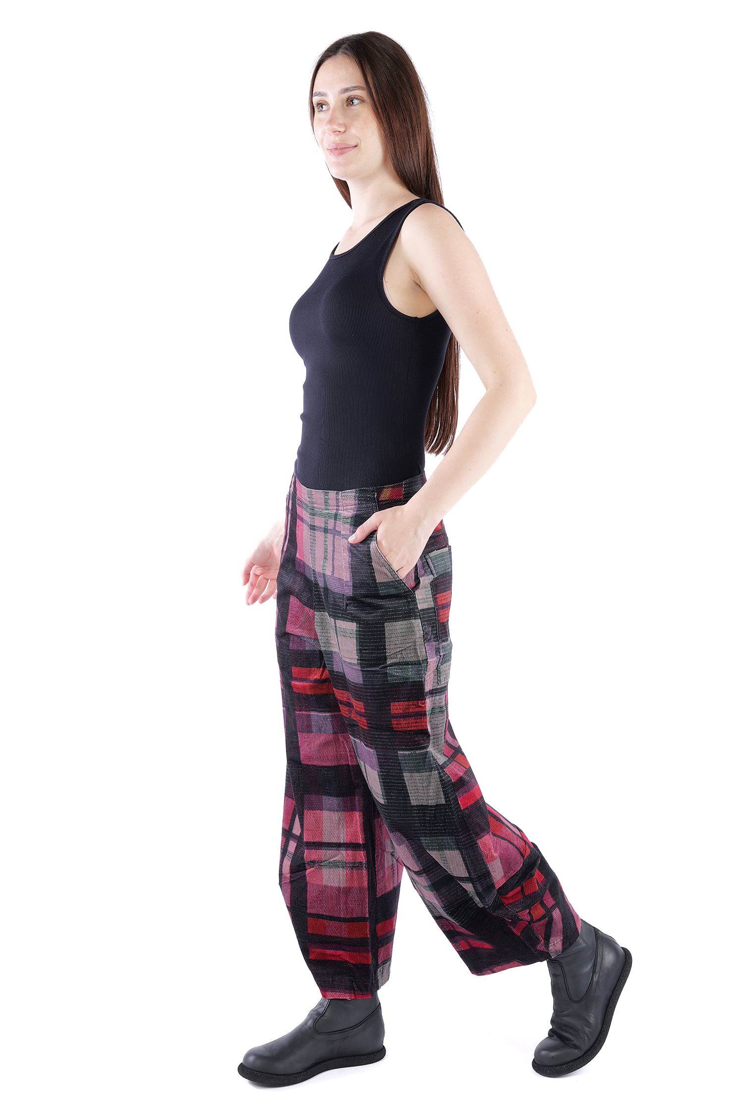 Feincord Hose - Check multicolor - 2263230104