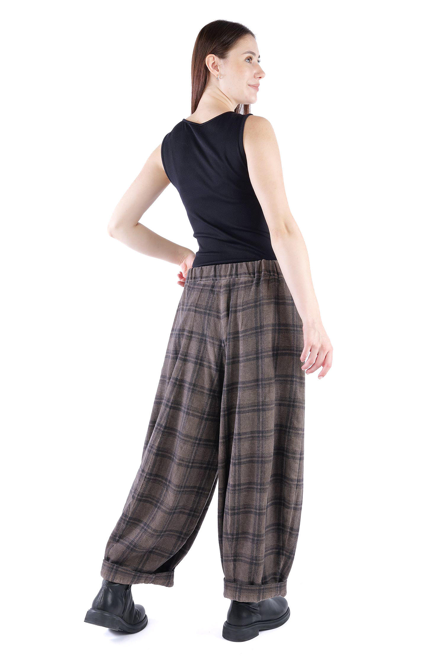 Wide pants - Truffle old dye check - Alido