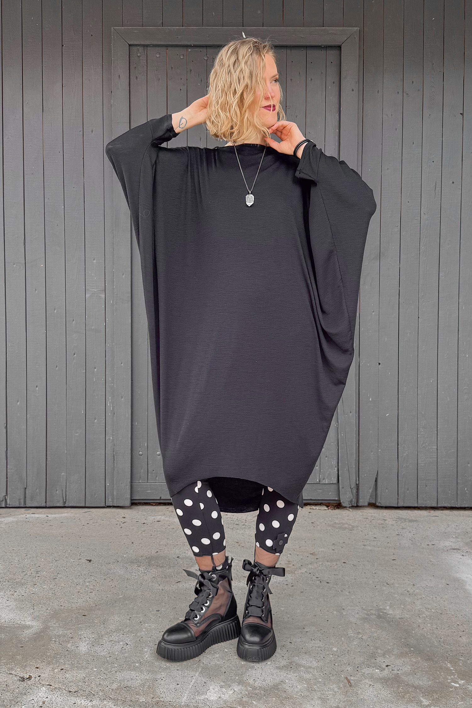 Merino Wollkleid - Schwarz - 1219