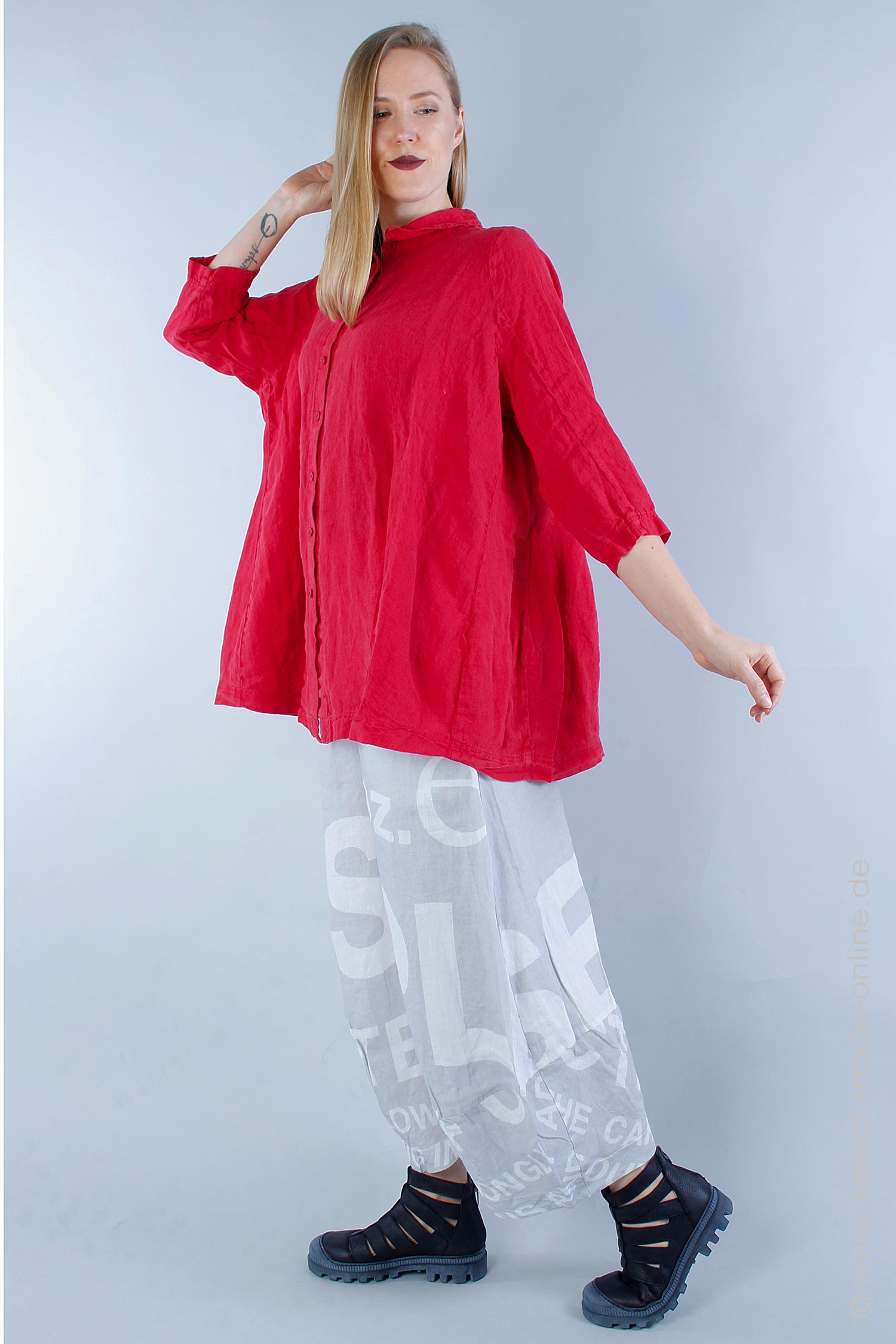 Linen blouse / jacket - Chili - 1243540415