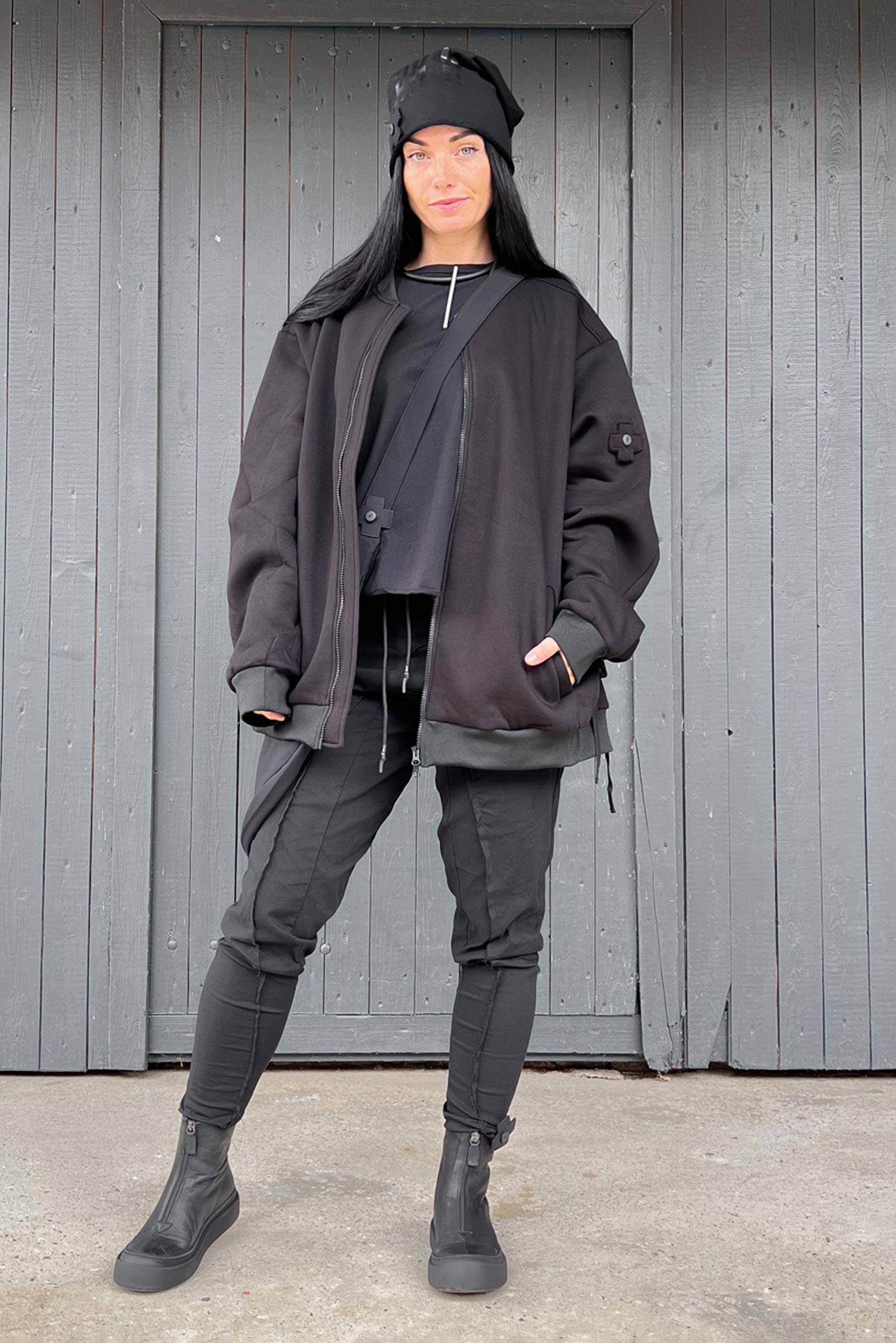 Bomber-Sweatjacke - Schwarz - 2107