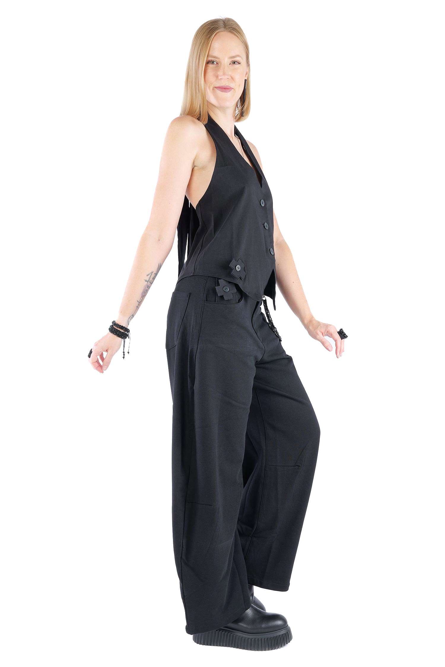 Stretch-Weste - Schwarz - 4036