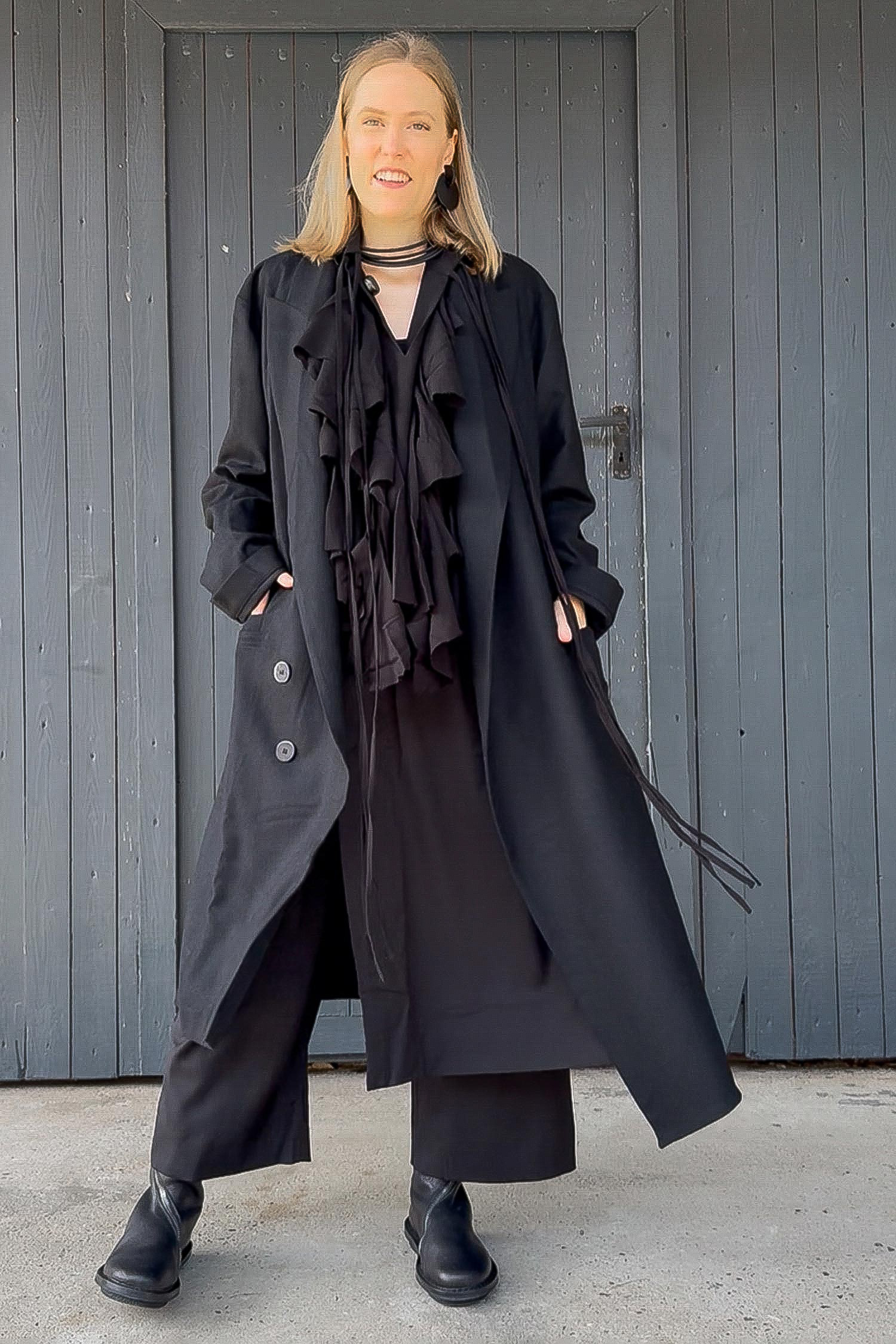 Vorhemd mit Volants - Schwarz - I26.9335