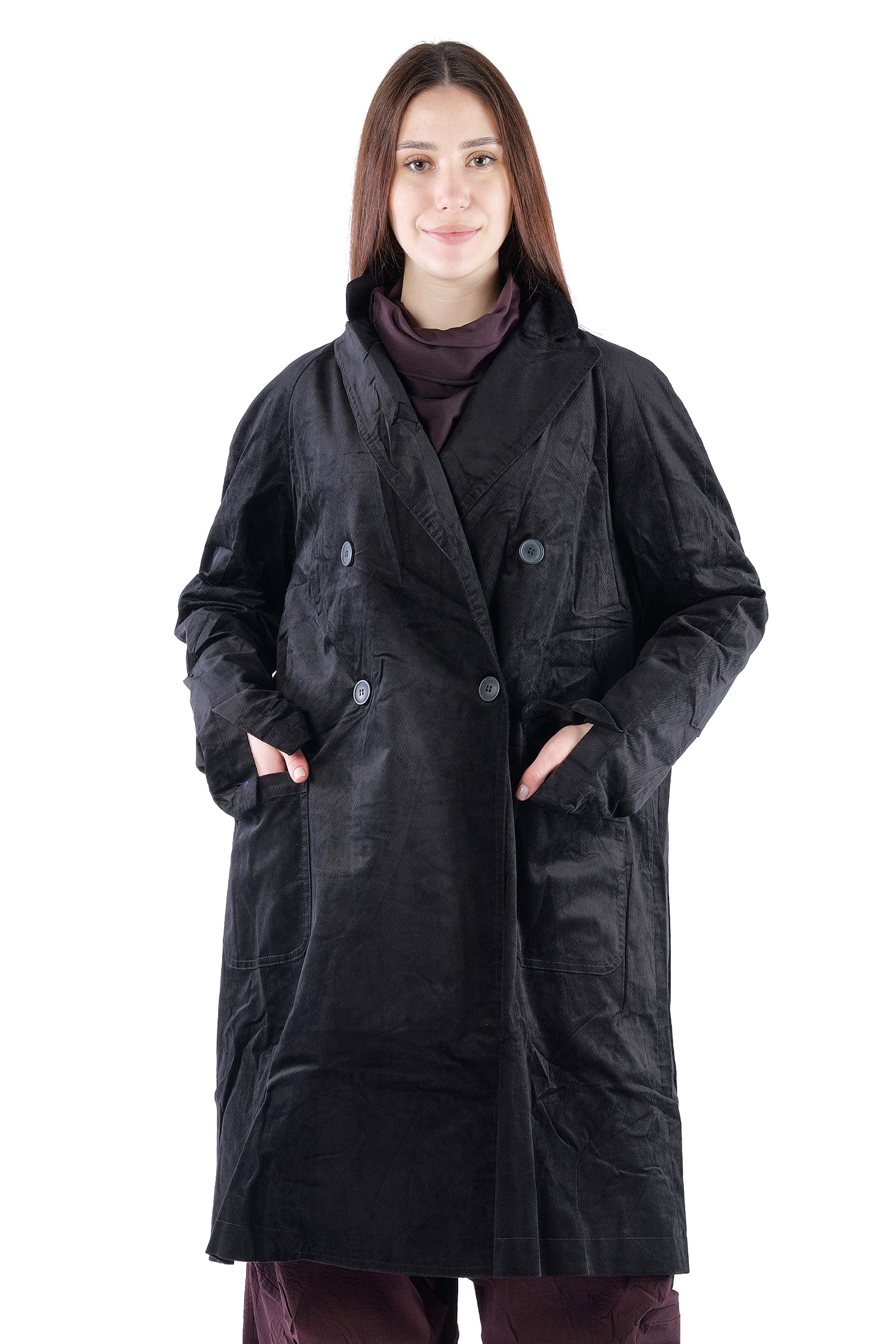 Feincord Mantel - Schwarz - 2263231212