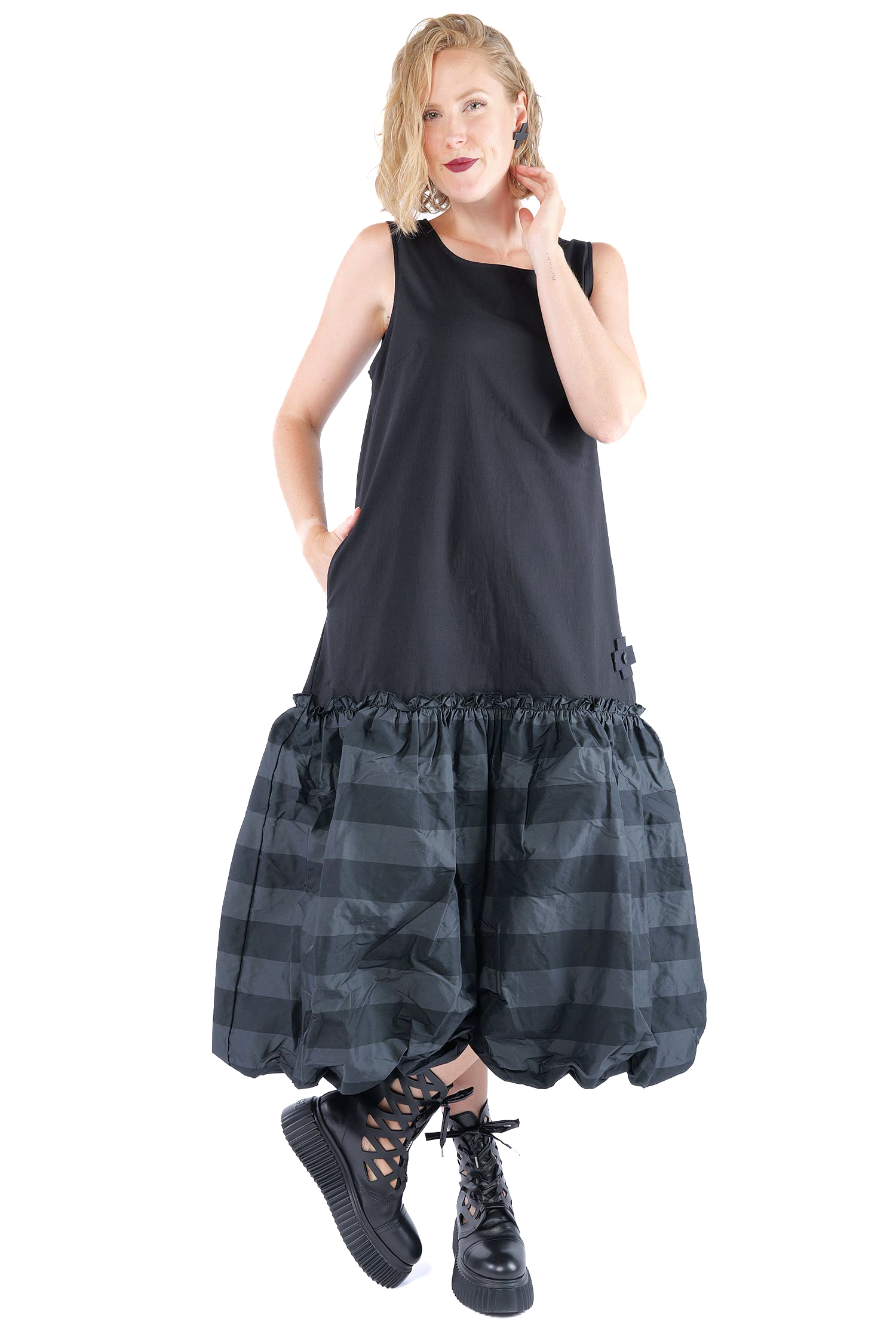 Stretchkleid - Black widestripe - 1163