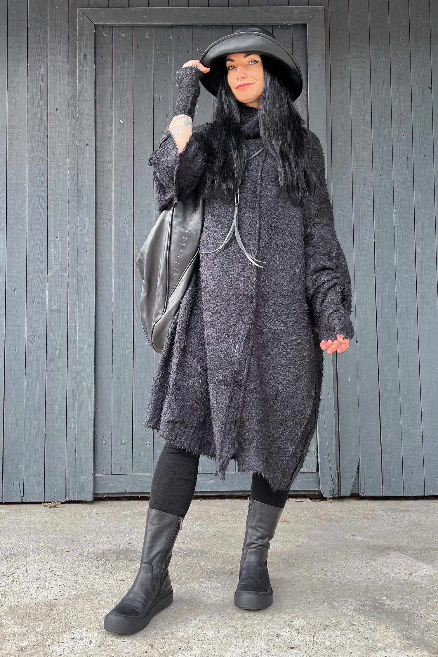 Seidenstrick Kleid - Schwarz - 2251657306