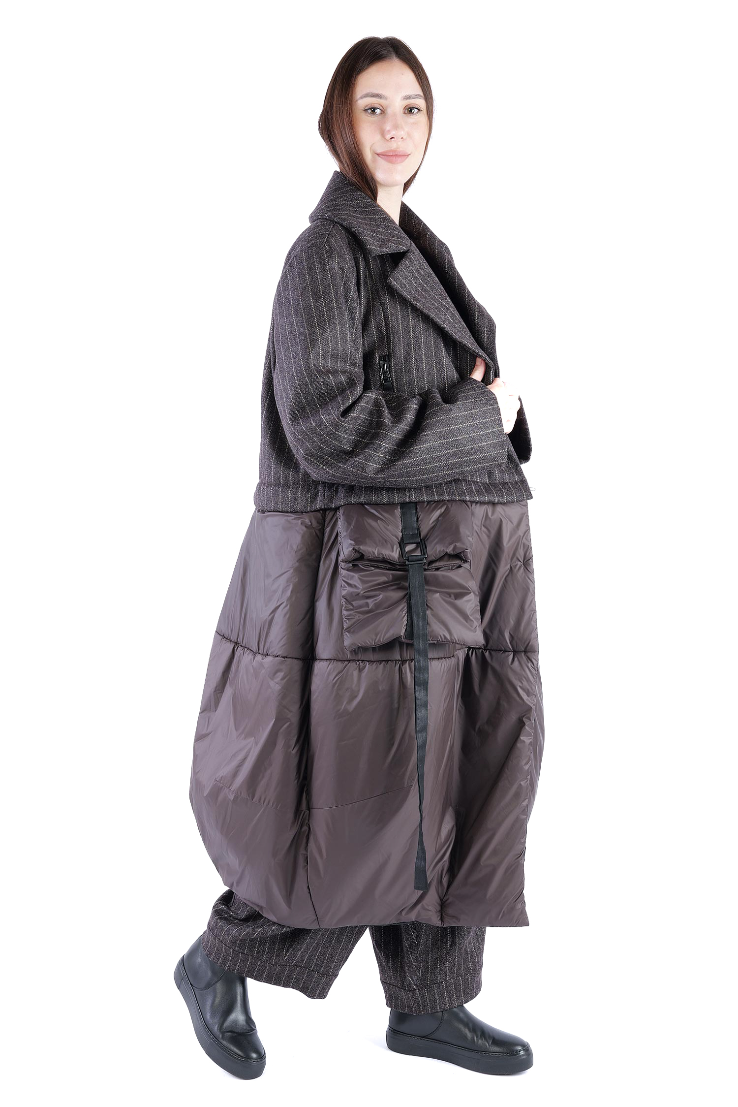 2-in-1 Wintermantel - Truffle striped woven/chocolate - Formers