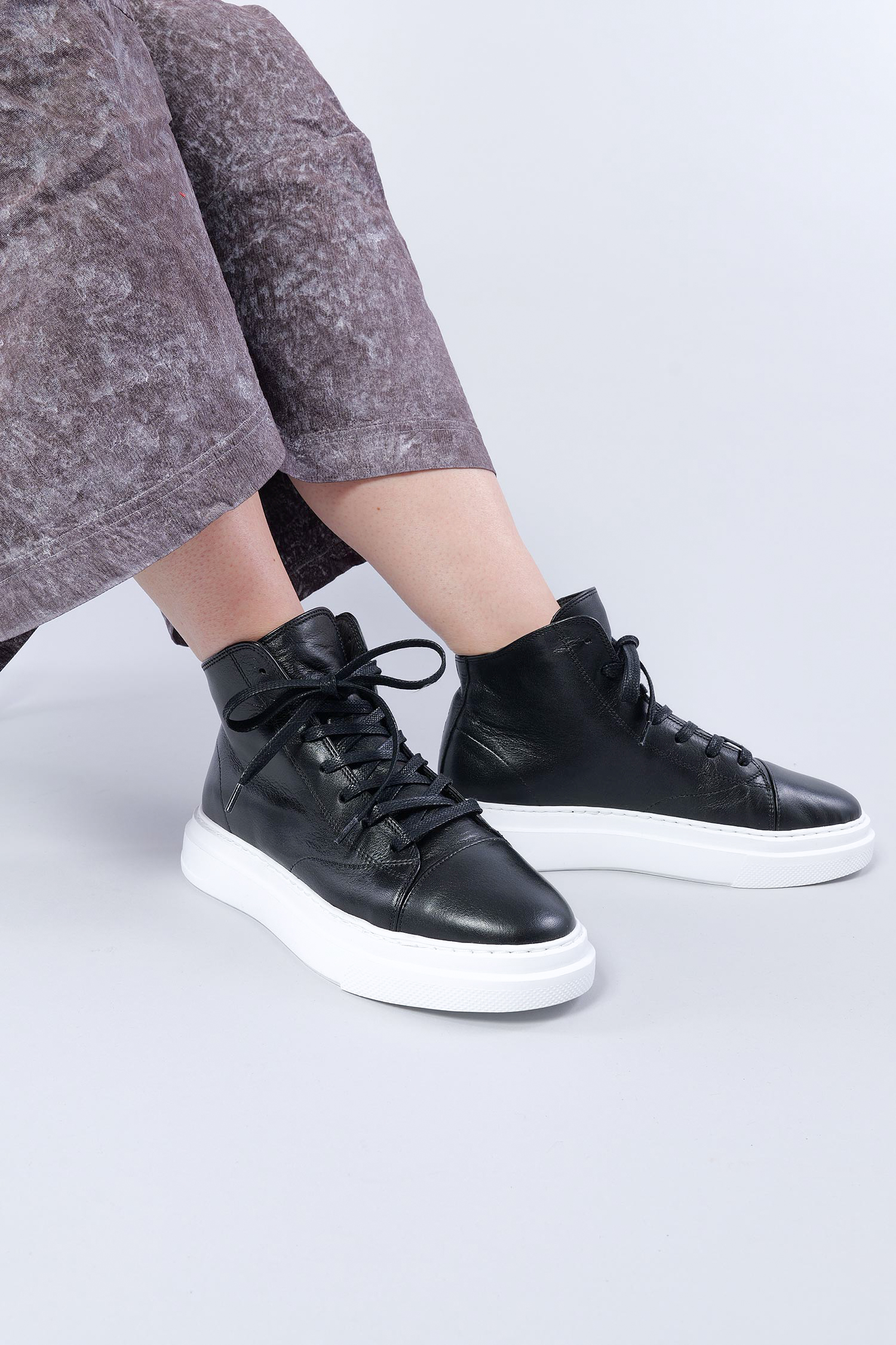 Leather sneakers - Black - 1263985222