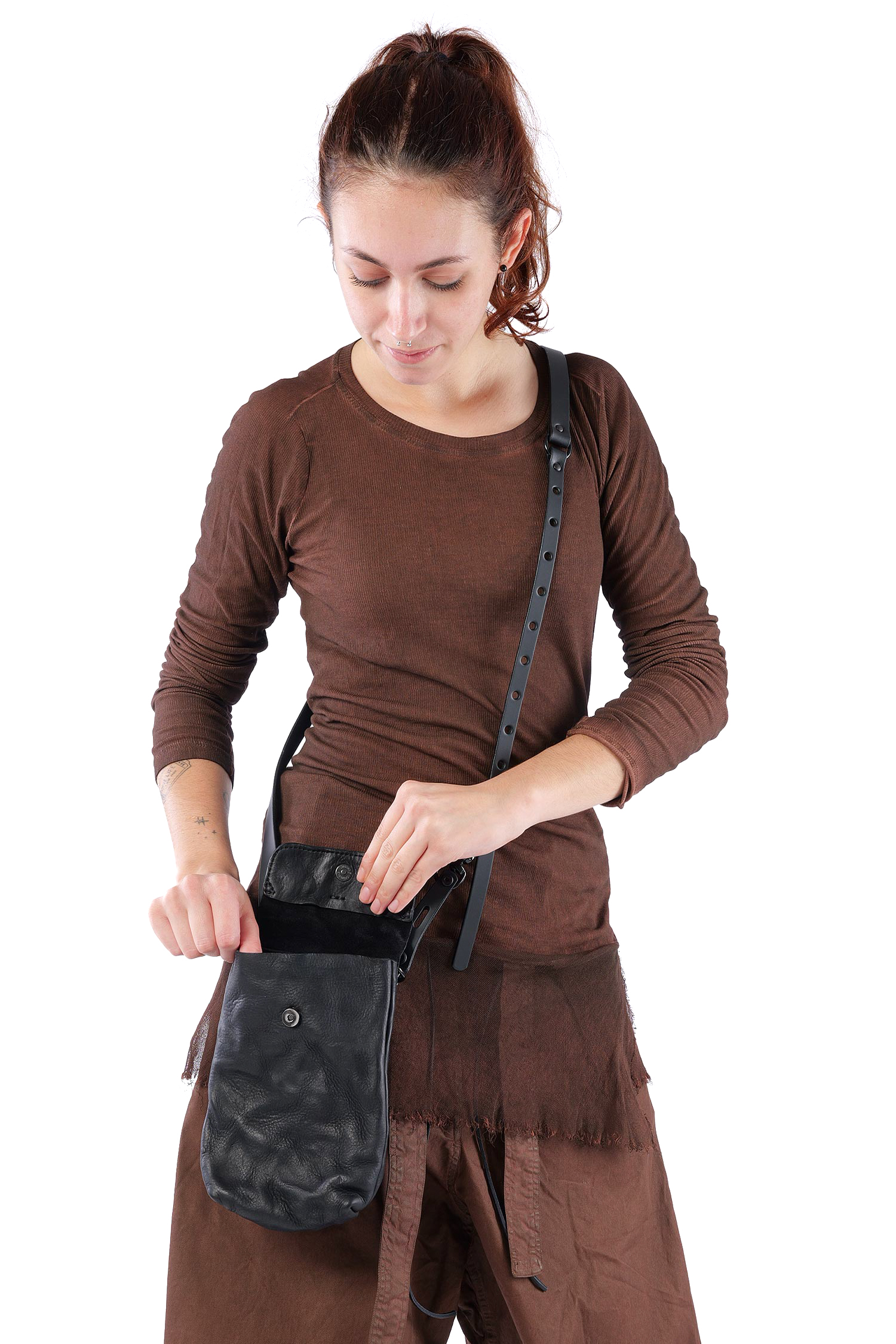 Kleine Ledertasche - schwarz - Miro