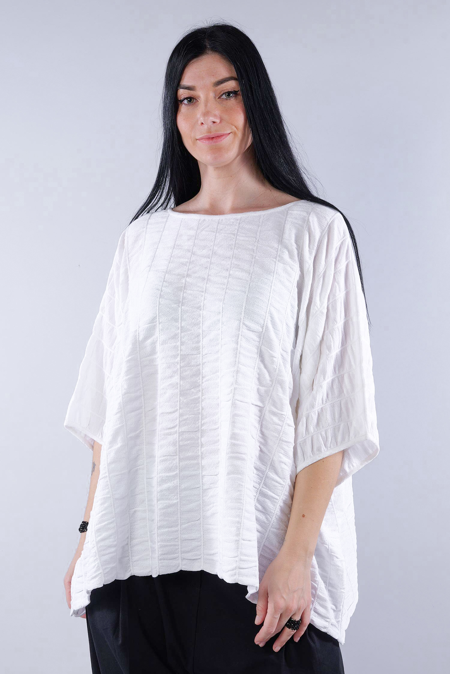 Strickshirt mit Raffung - Weiß - 26.1-KH031