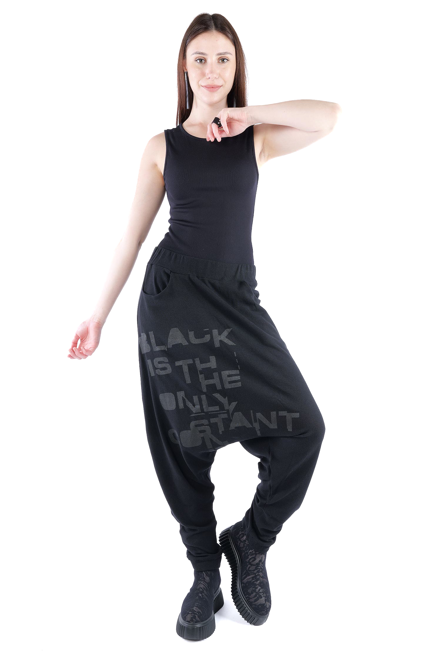 Hose mit tiefem Schritt - Schwarz - Morbido