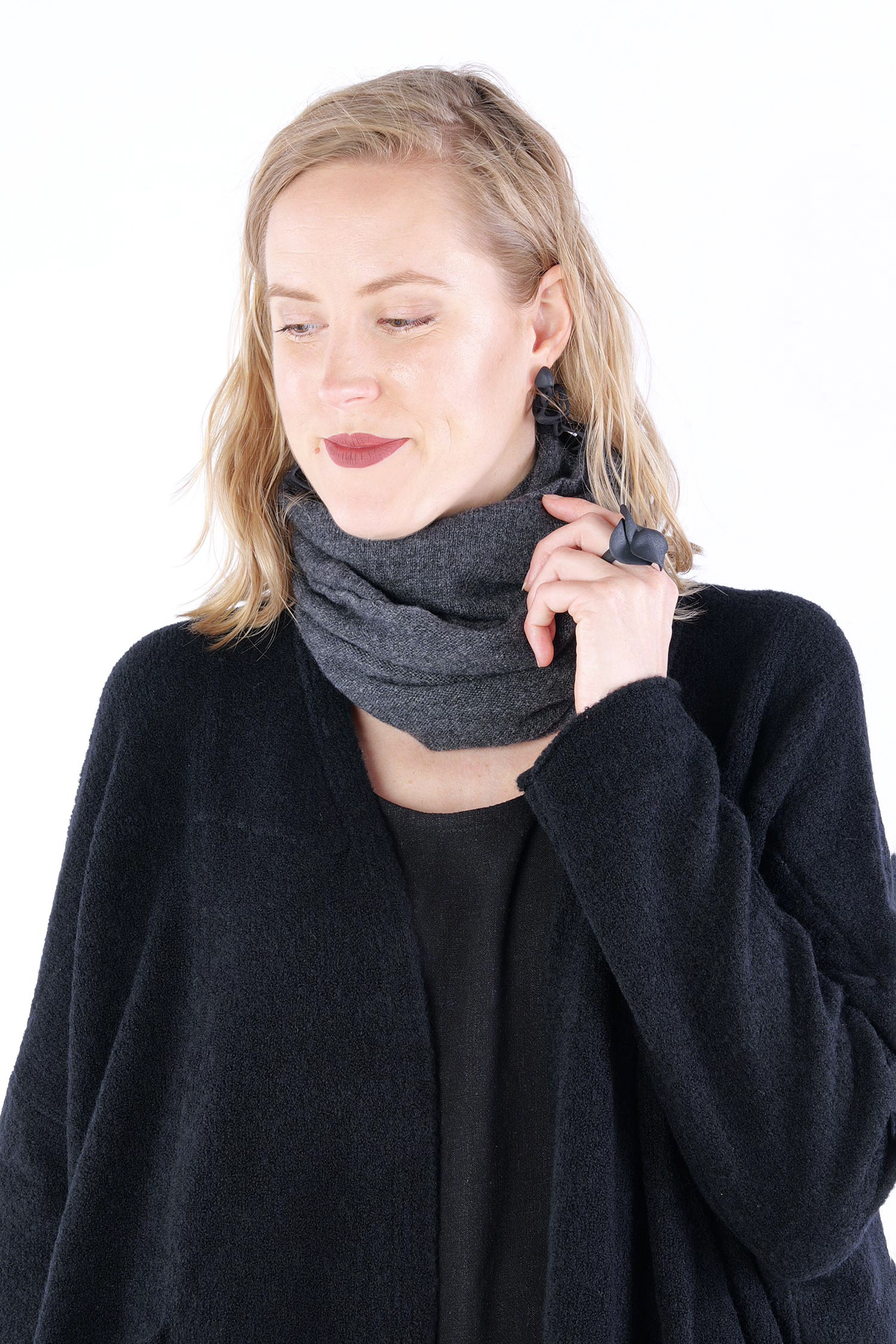 Kaschmir Kragen / Mütze - Crow mel - 2251364607