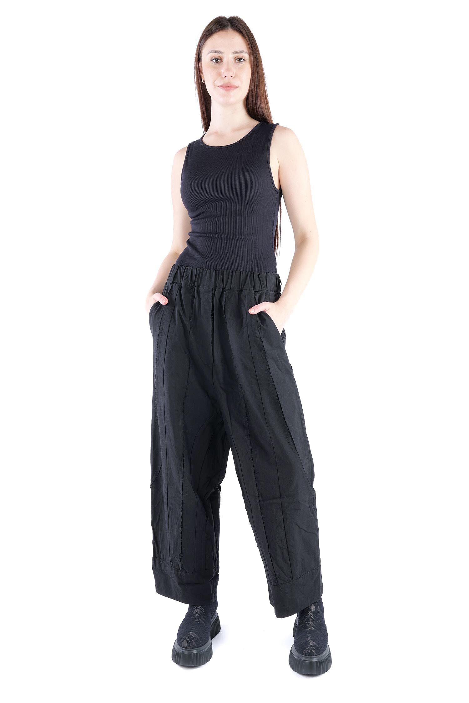 Hose mit Ziernähten - Schwarz - Dotto
