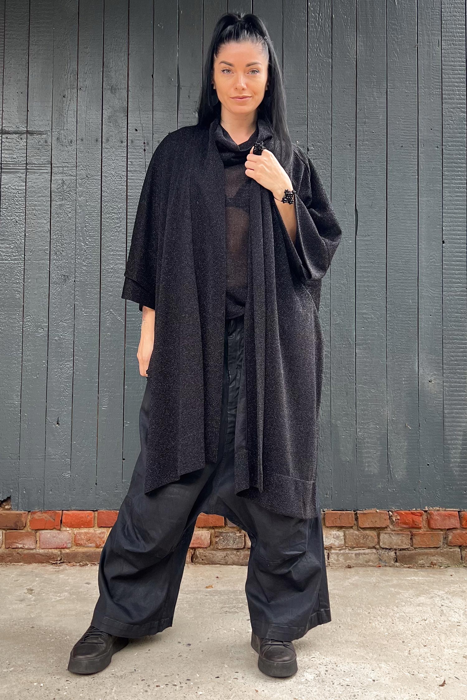 Glitzer Cardigan - Schwarz - W25-91