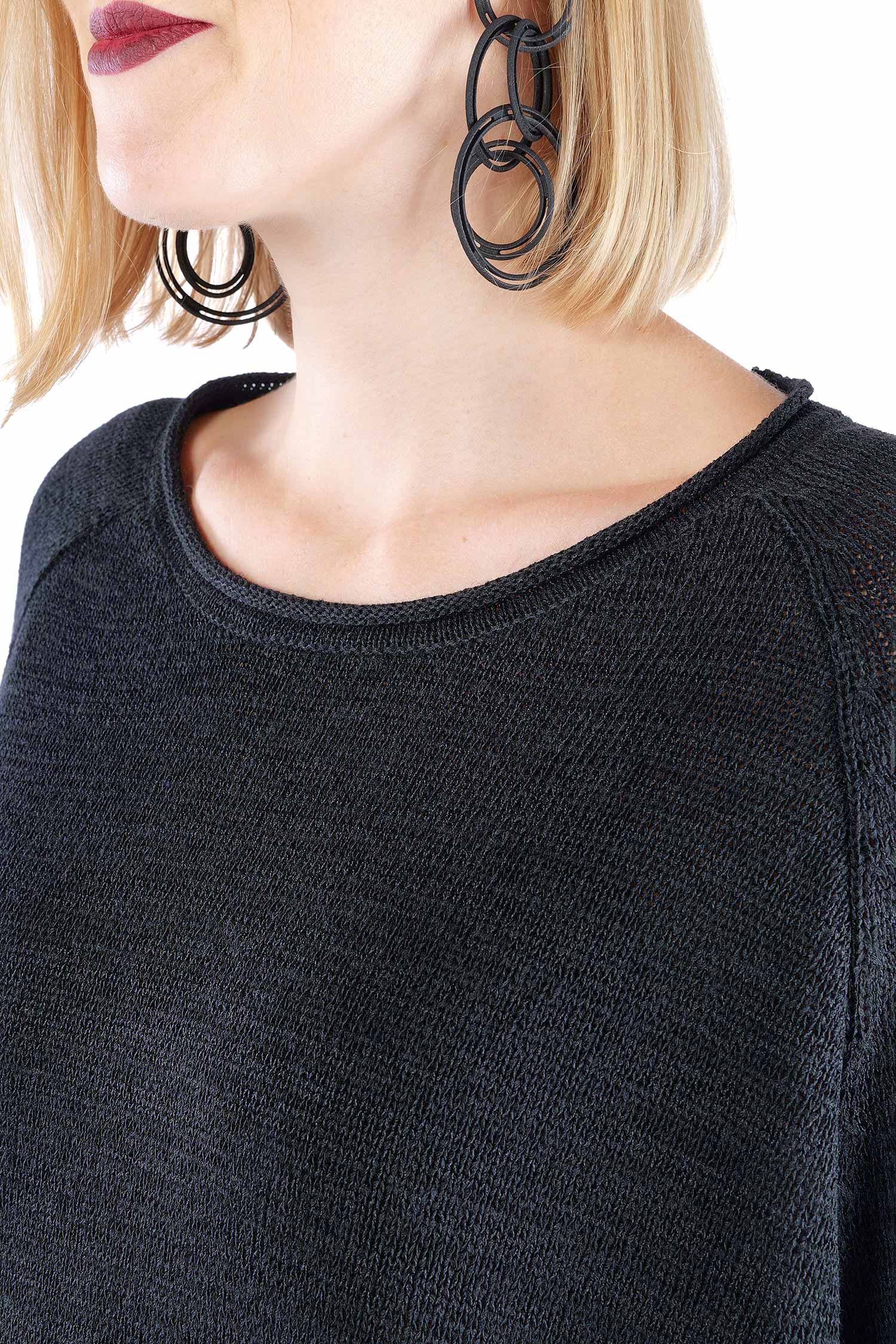 Oversized knitted pullover - Black - 2263720713