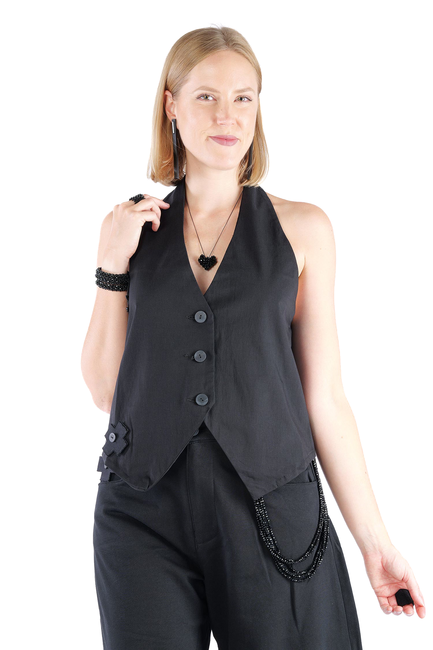 Stretch-Weste - Schwarz - 4036