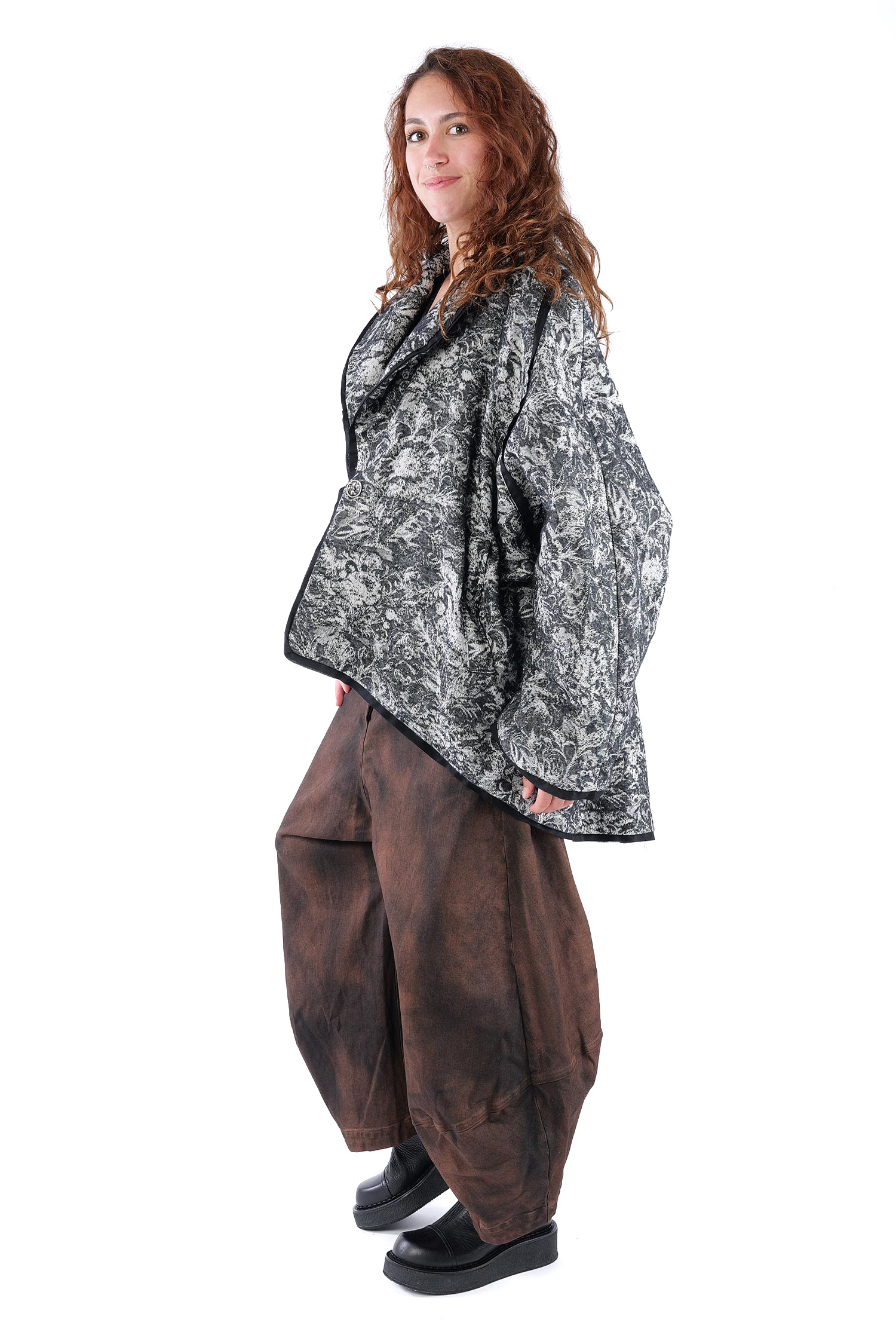 Oversize Winterjacke - Schwarz/Weiß - S438