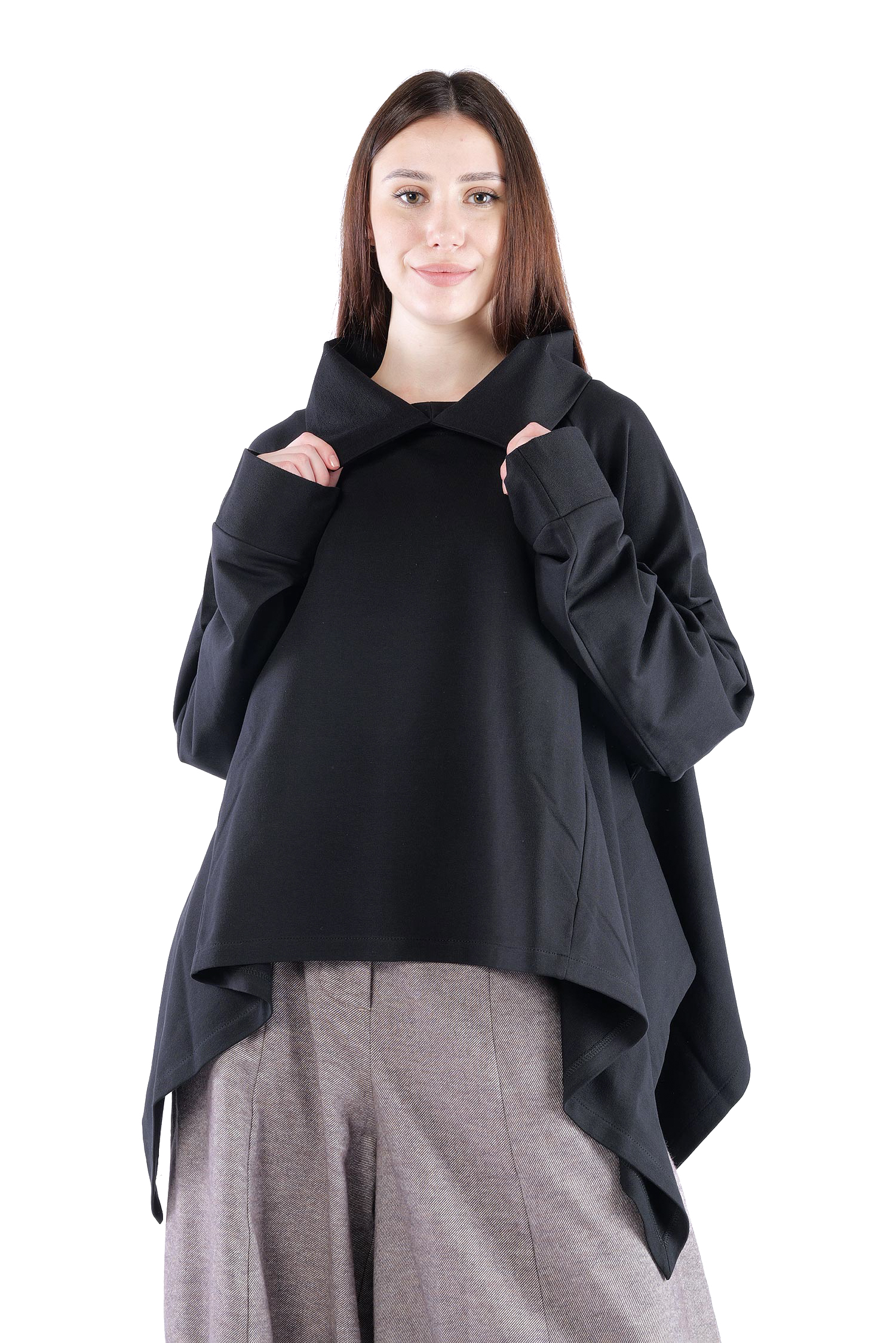 Asymmetrischer Pullover - Schwarz - 26.2-KHF112