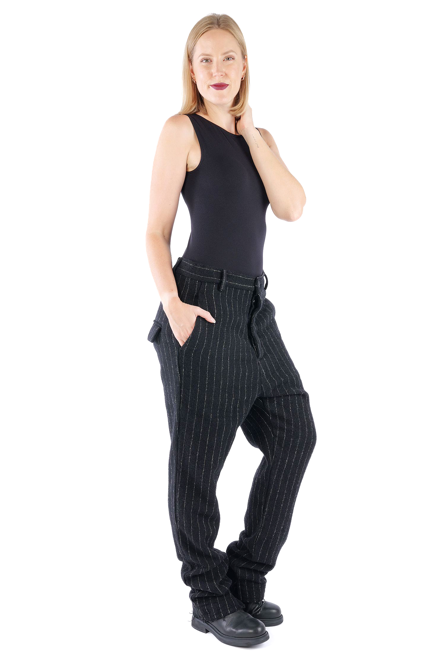 Lange Wollhose - Black stripe - 2264150102