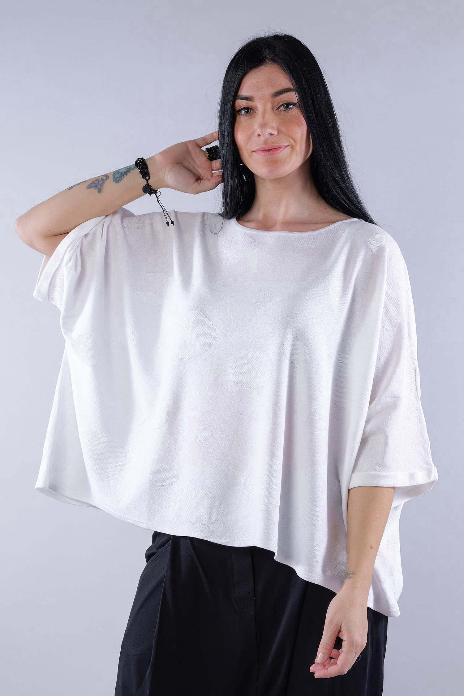 Strickshirt mit Punkten - Weiß - 26.1-KH020