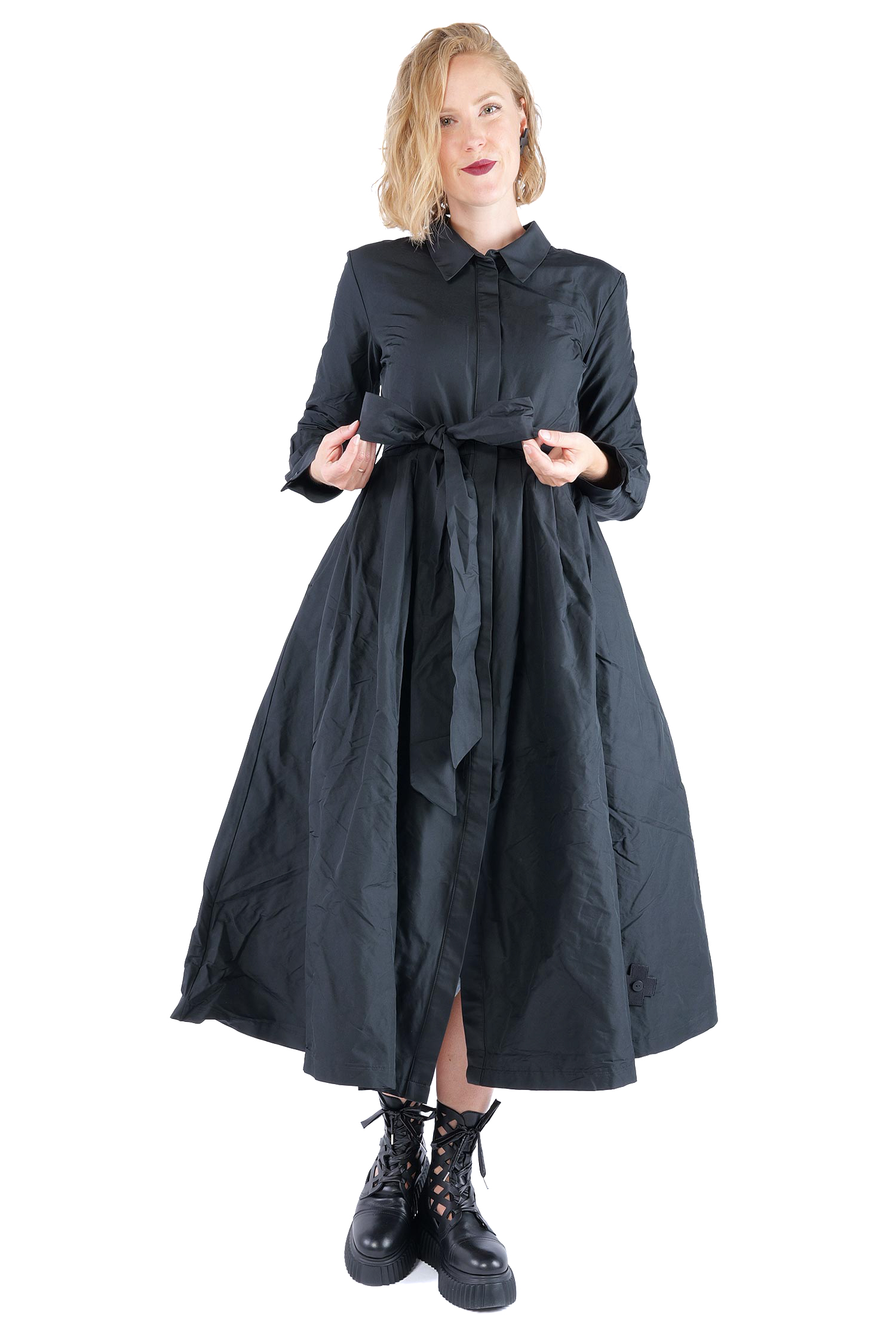 Taft Mantel-Kleid - Schwarz - 1162