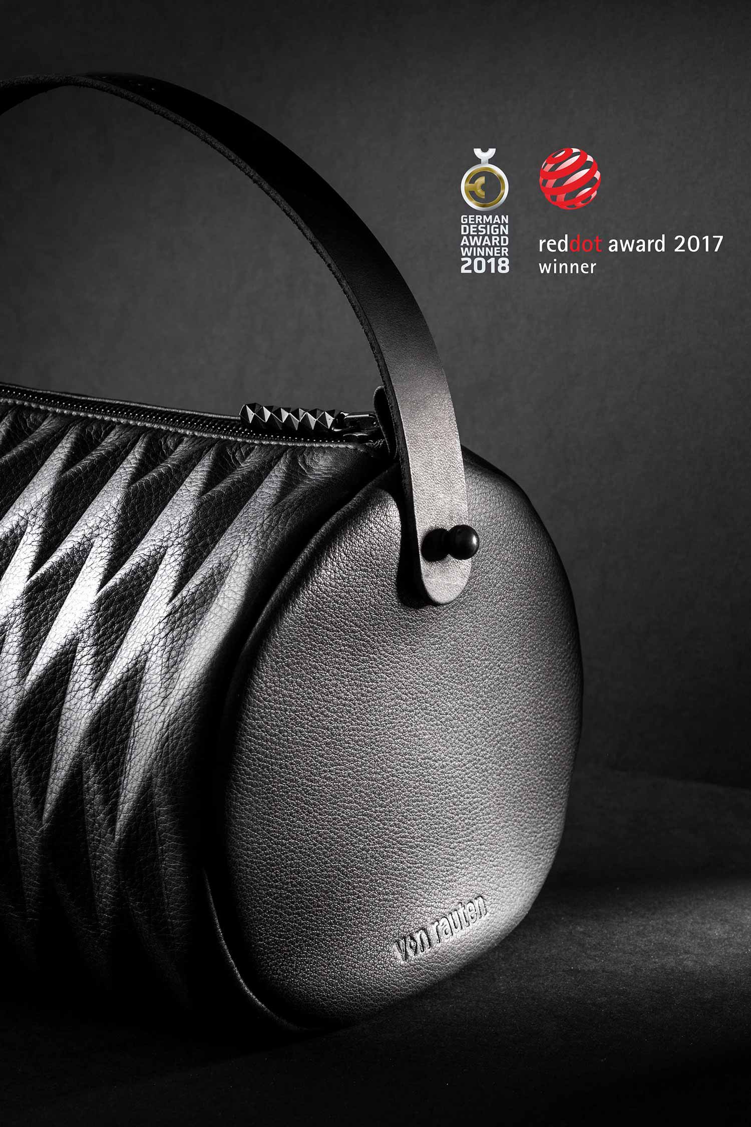 Leder Handtasche - Schwarz - Bowling Bag