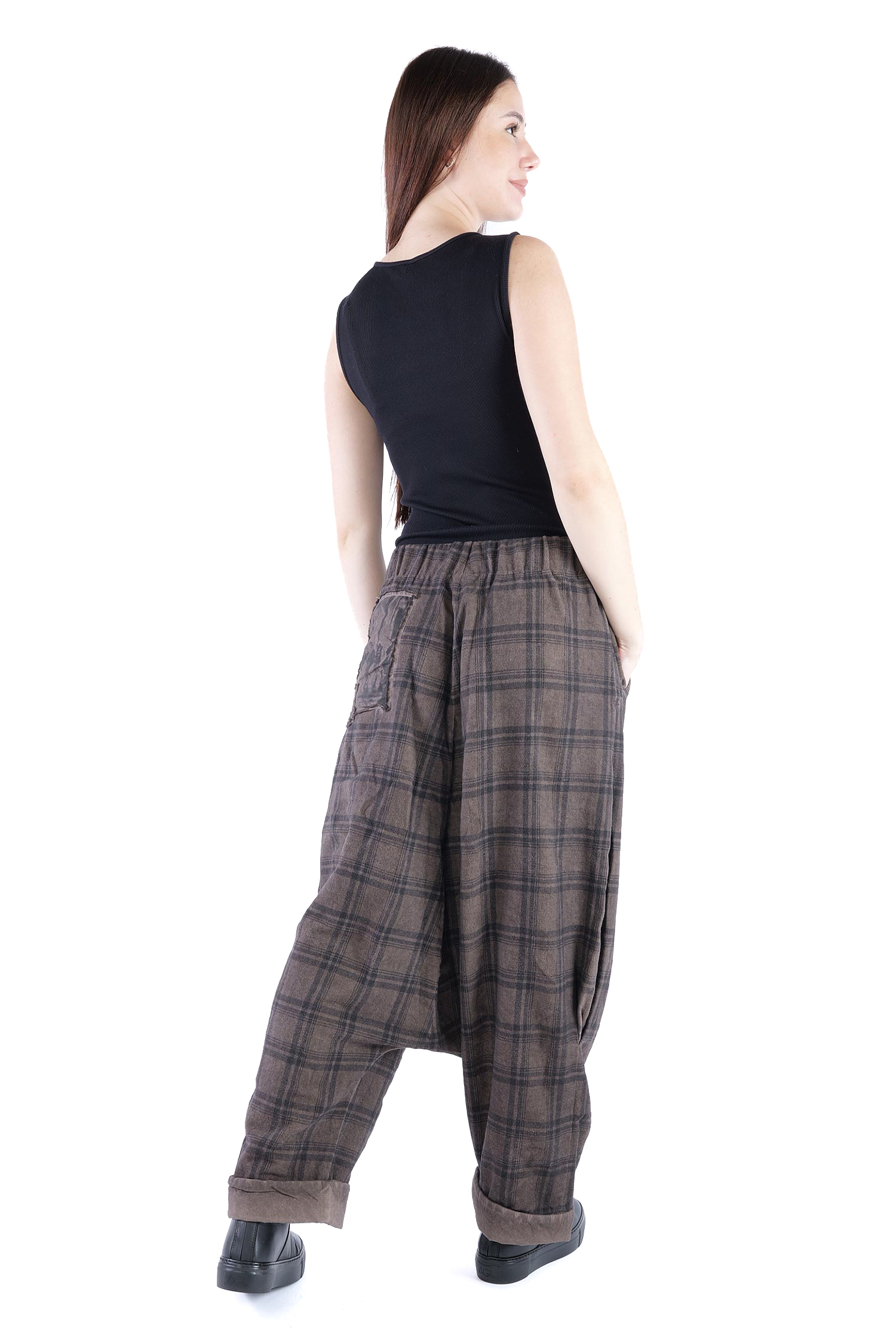 Flanell Hose - Truffle old dye check - Glano