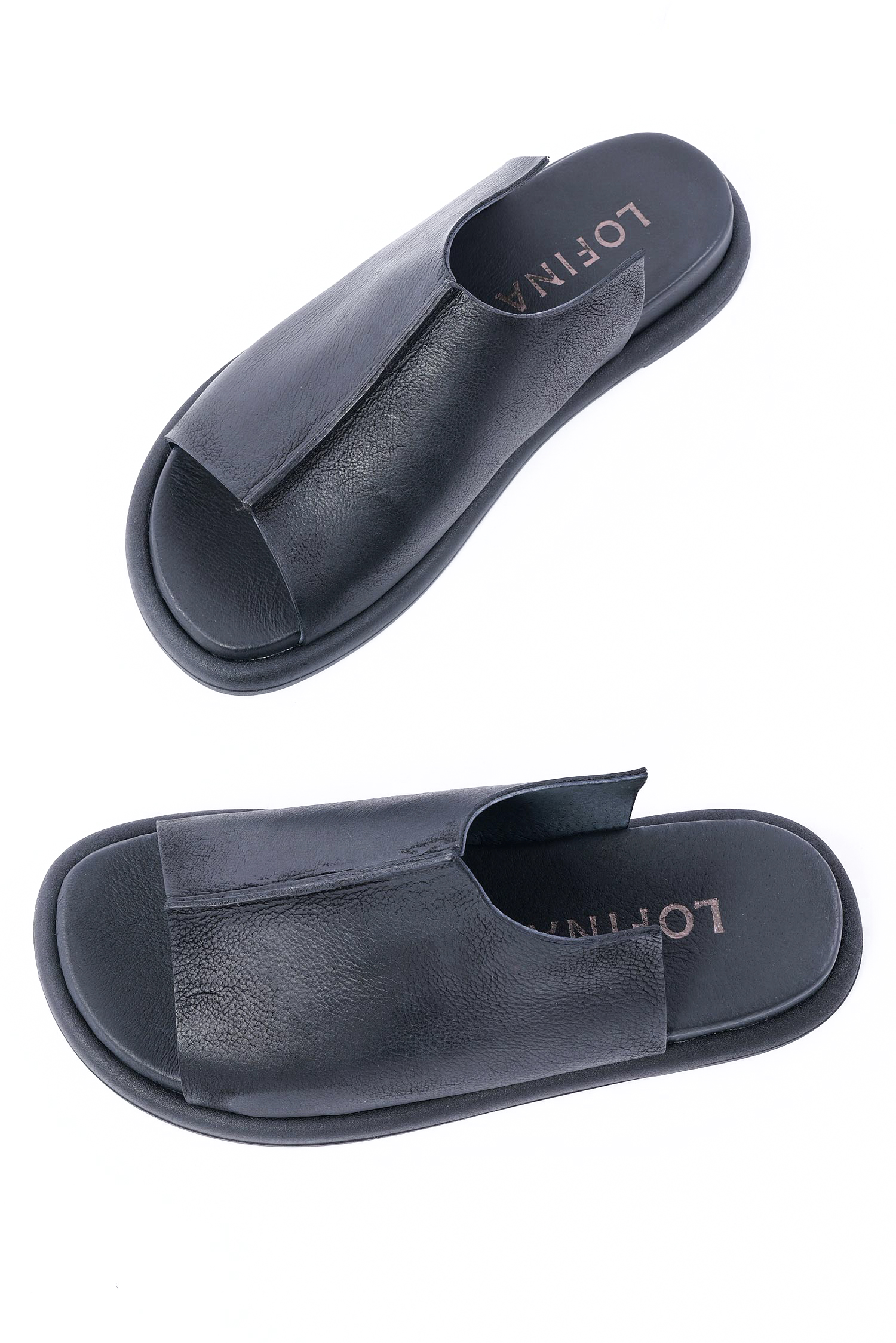 Leder Pantolette - Schwarz - 7201