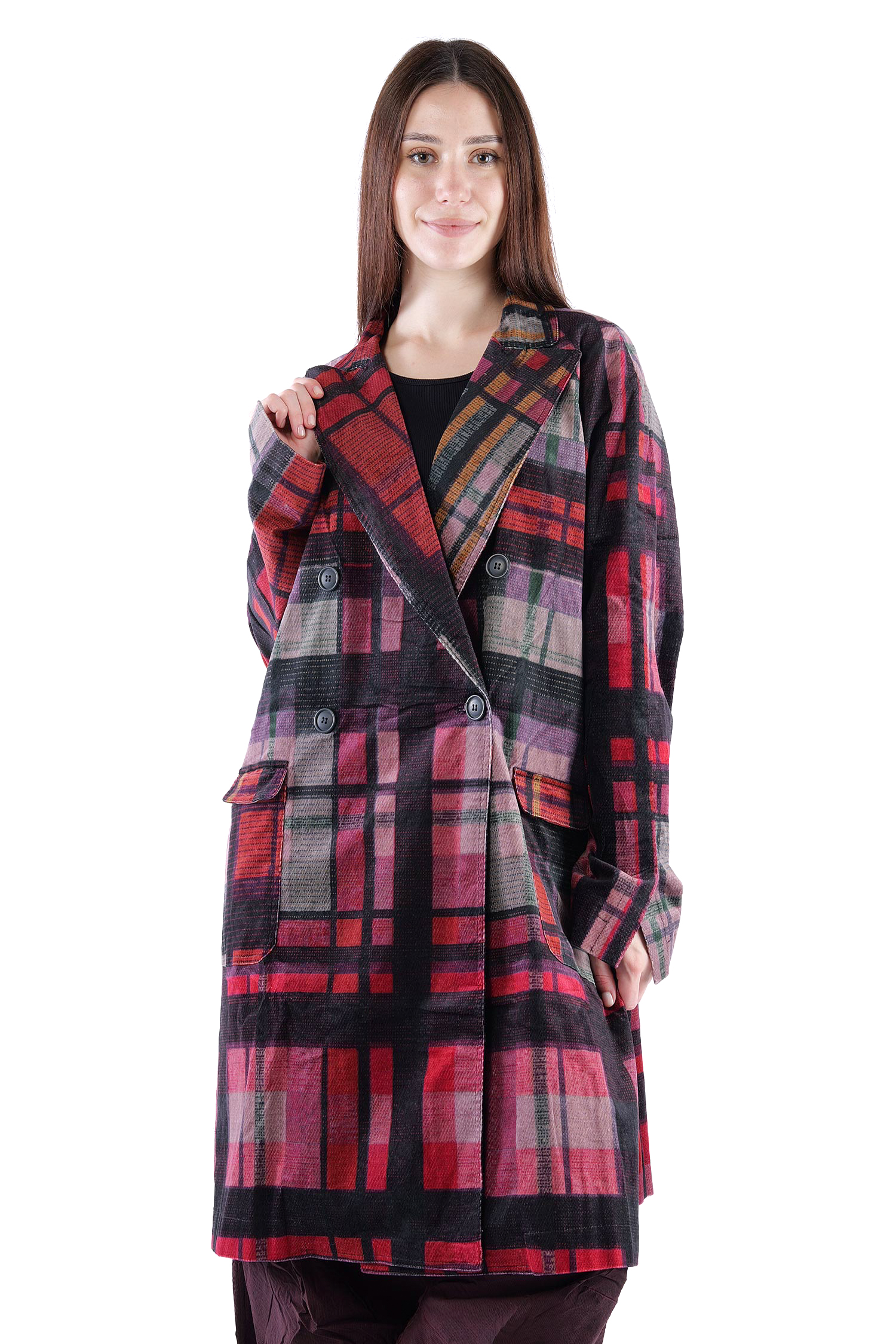 Babycord coat - Check multicolor - 2263231202
