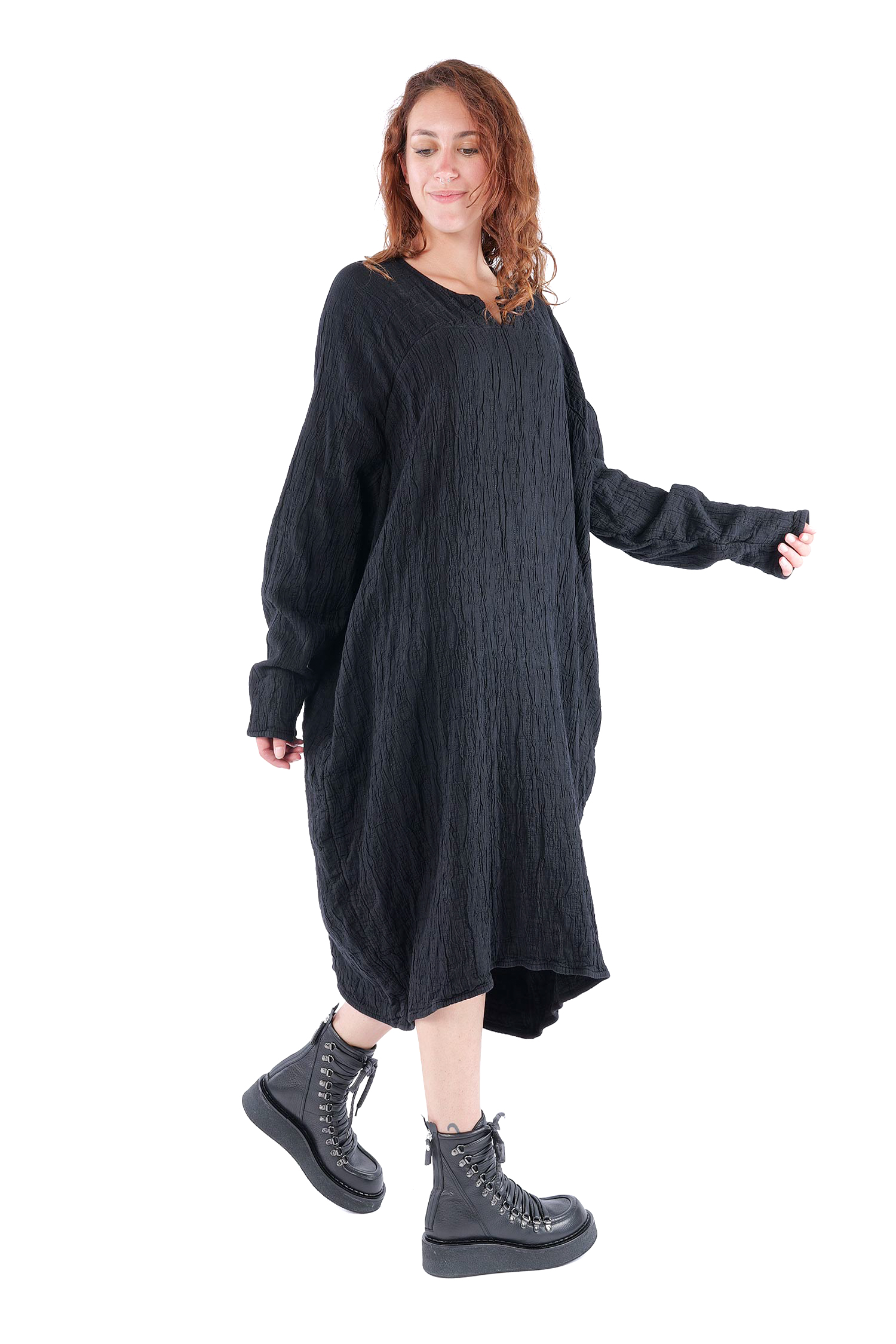 Tulpiges Oversizekleid - Schwarz - Hausleib