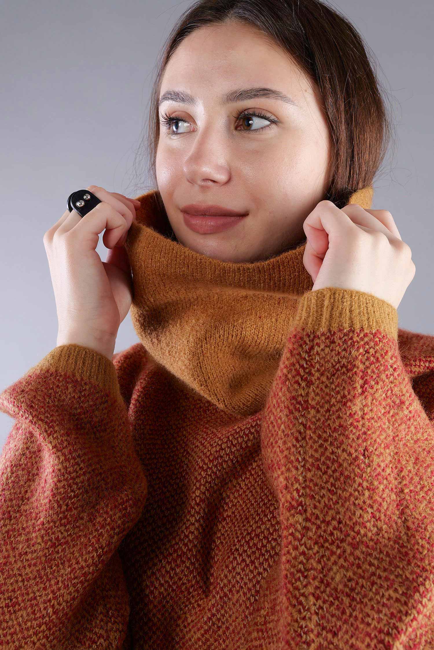 Strickpullover - Bronze lava jacquard - 2263270702