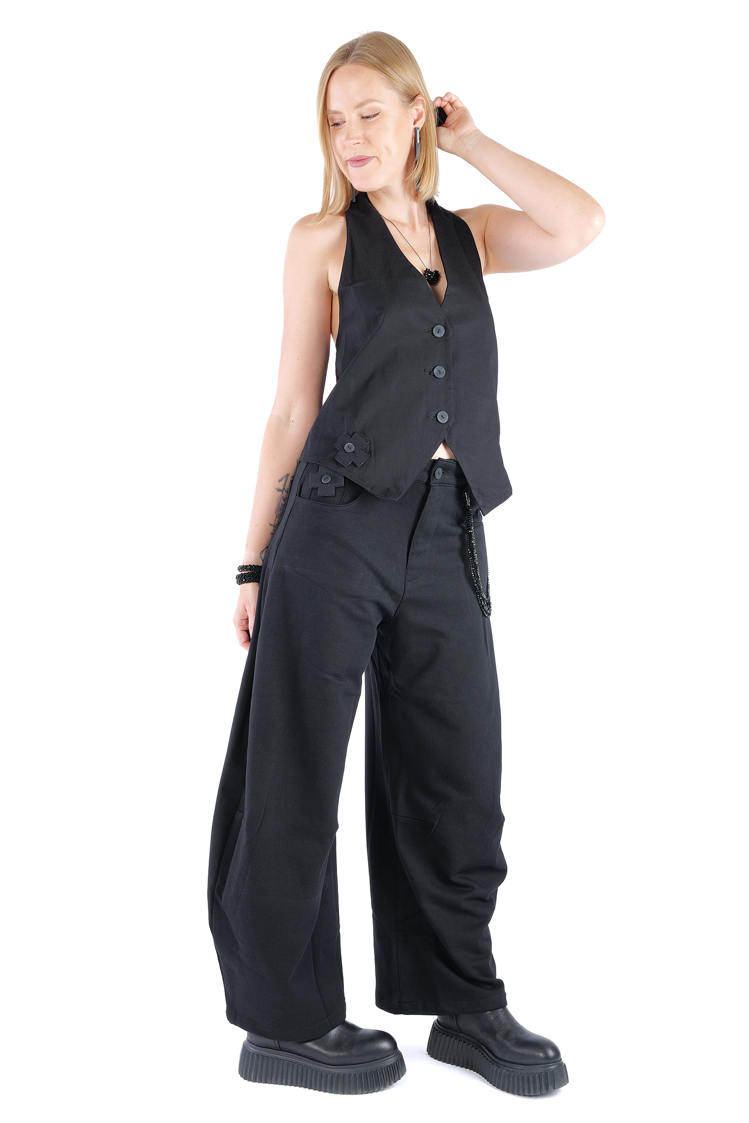 Stretch-Weste - Schwarz - 4036