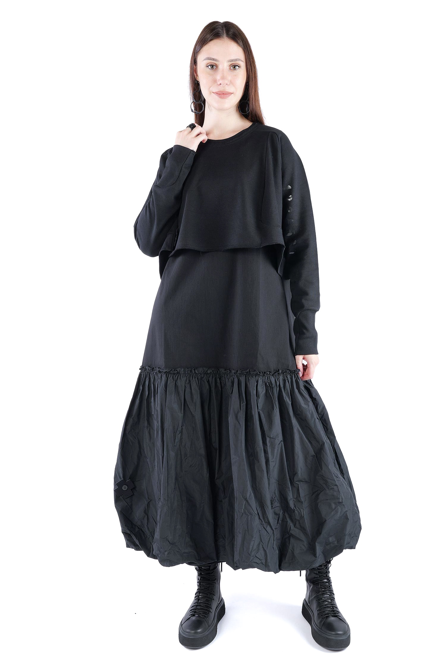 Kurzer Sweatpullover - Black print - 2137
