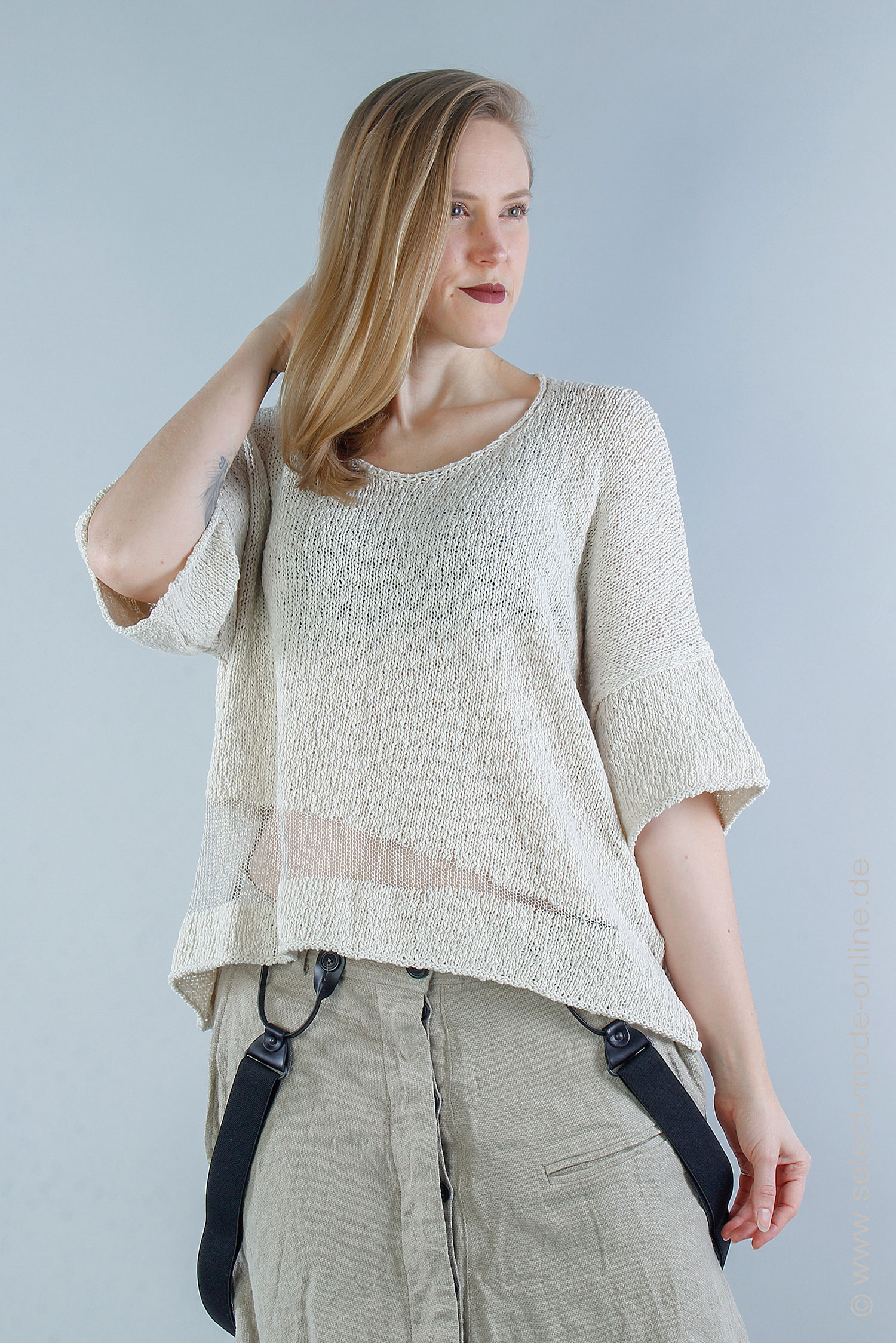 Oversize knit pullover - White Sand - LINCOT