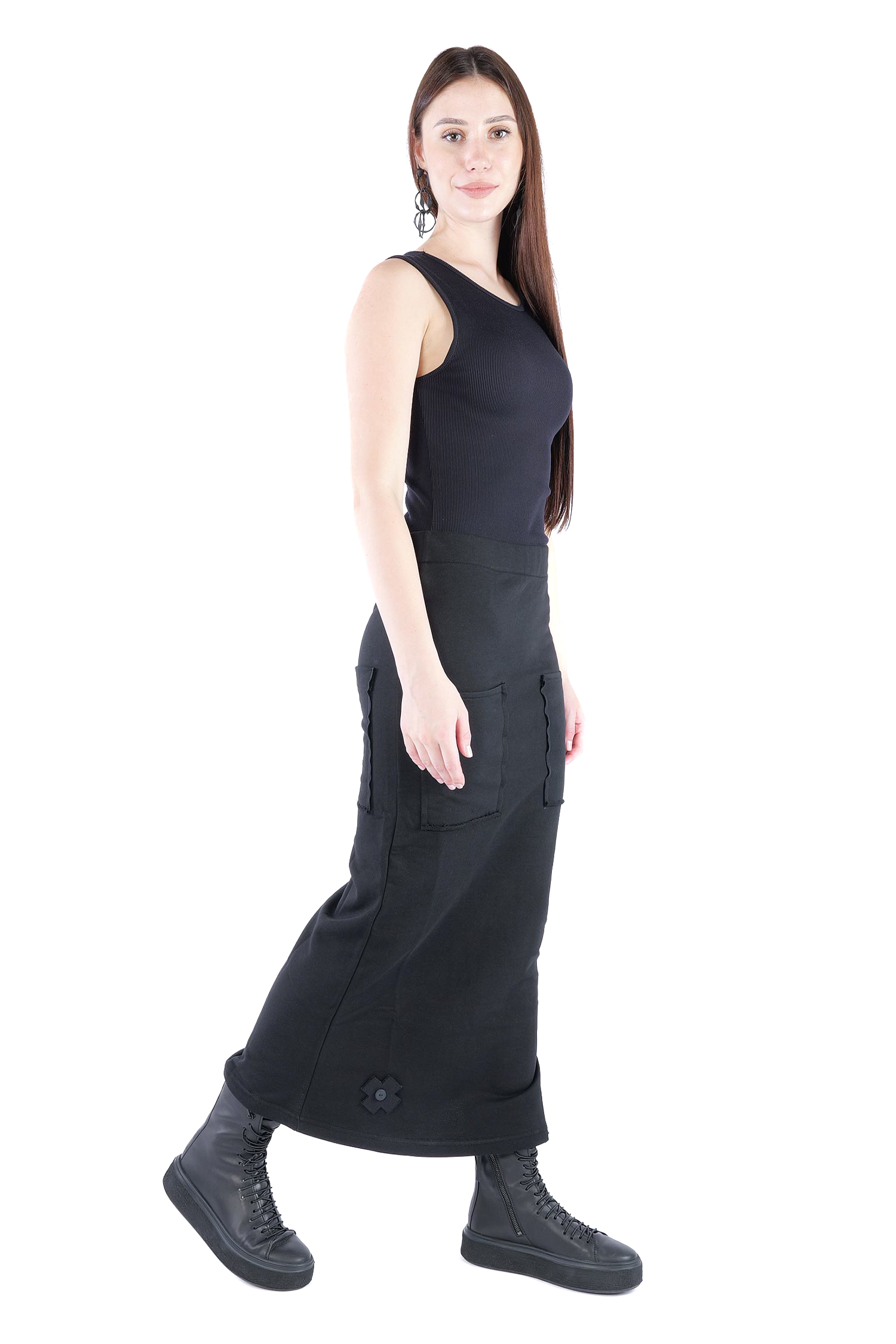 Schmaler Sweatrock - Black print - 3041