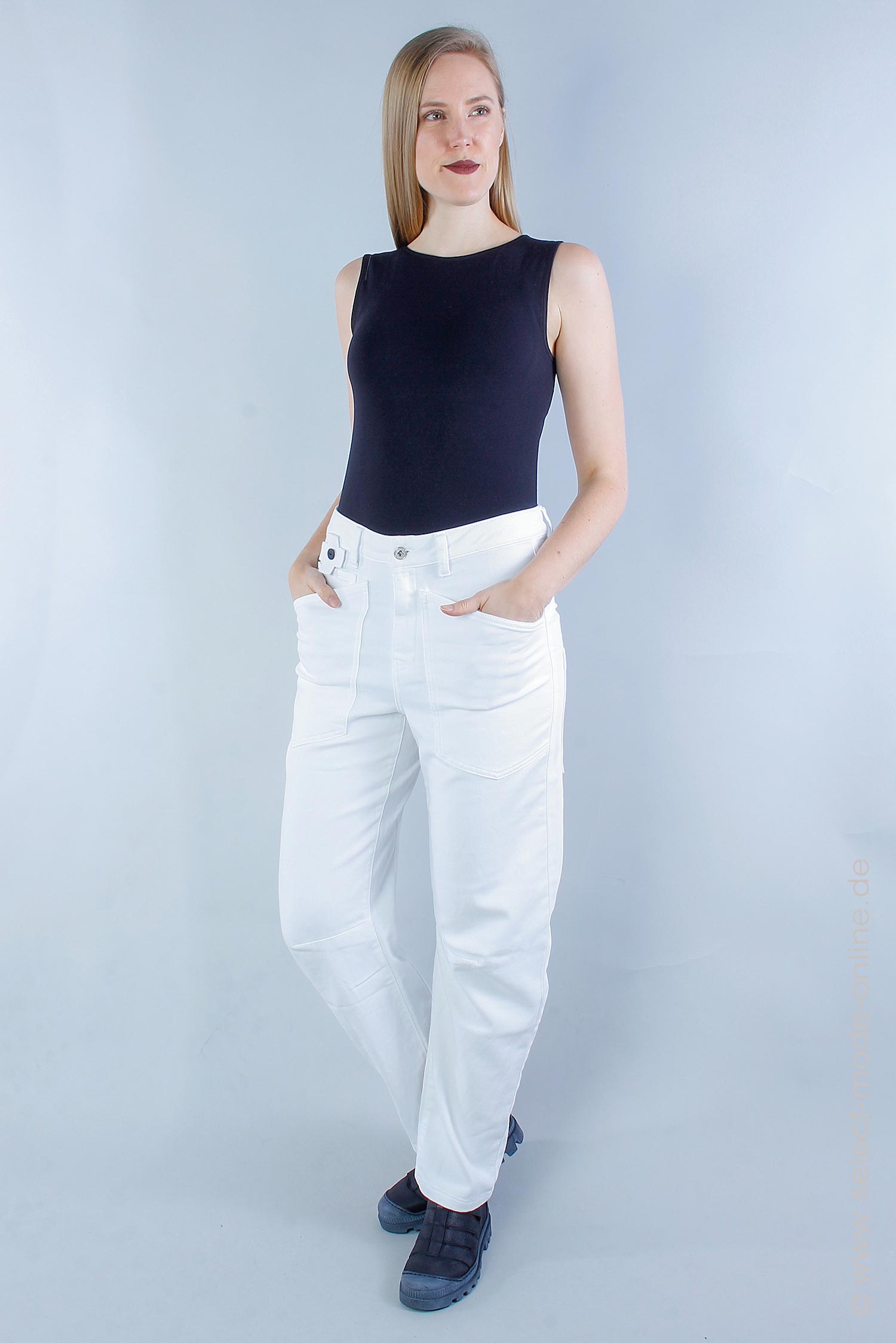 Stretch denim pants - White - 1041