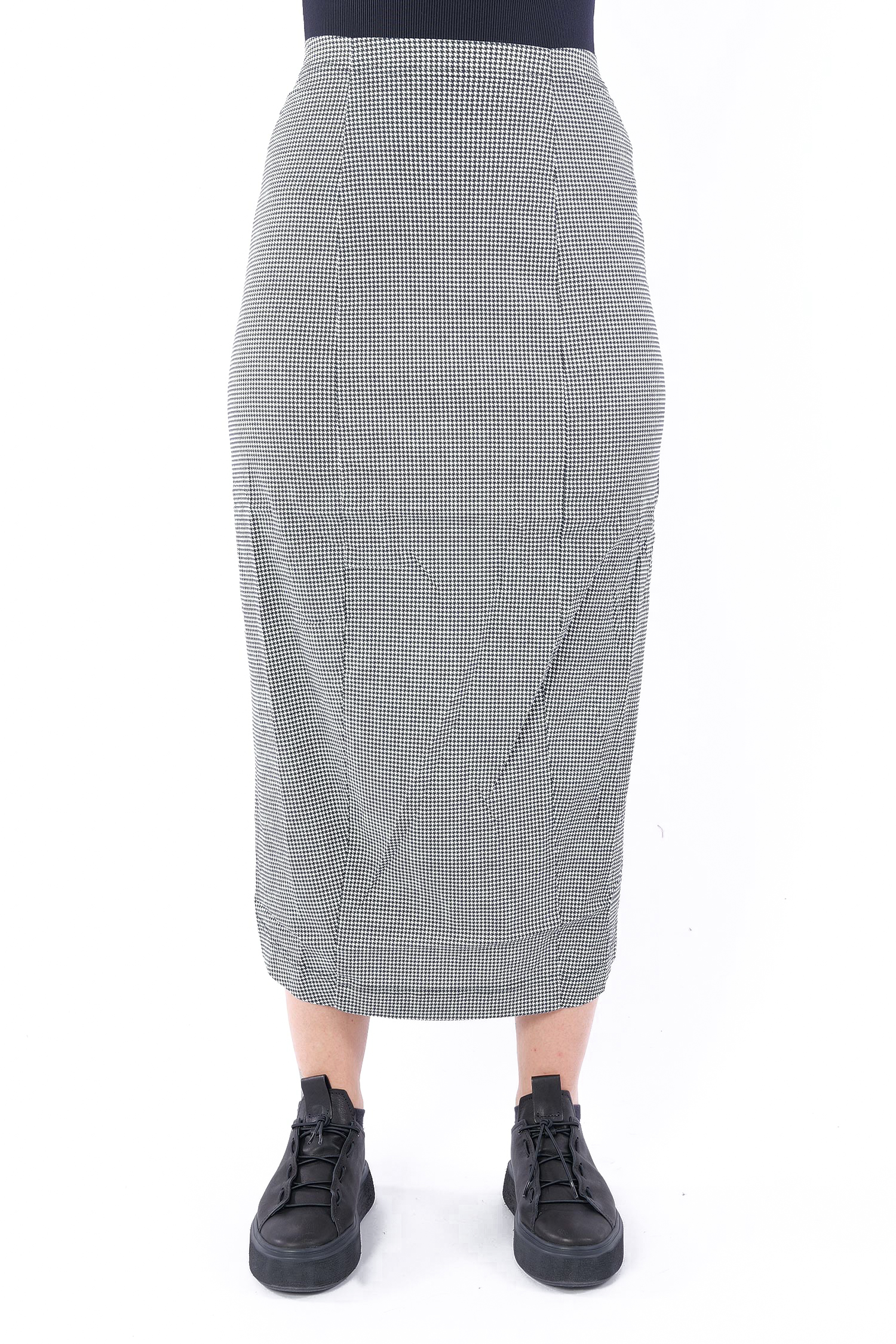 Langer Stretchrock - Black offwhite check - 2253440321