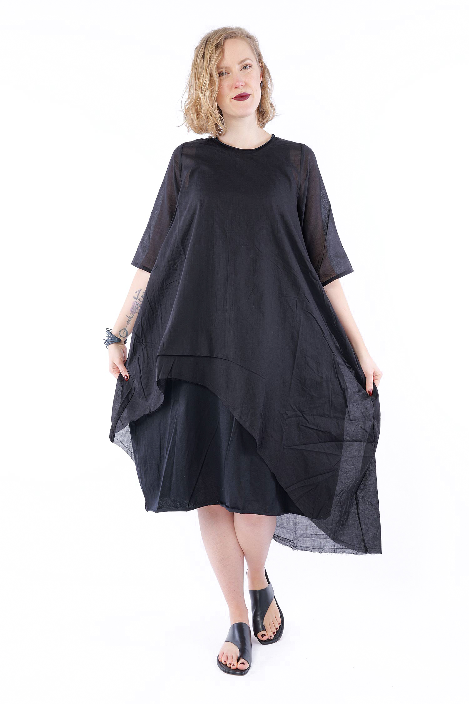 Doppellagige Tunika - Schwarz - Tisla