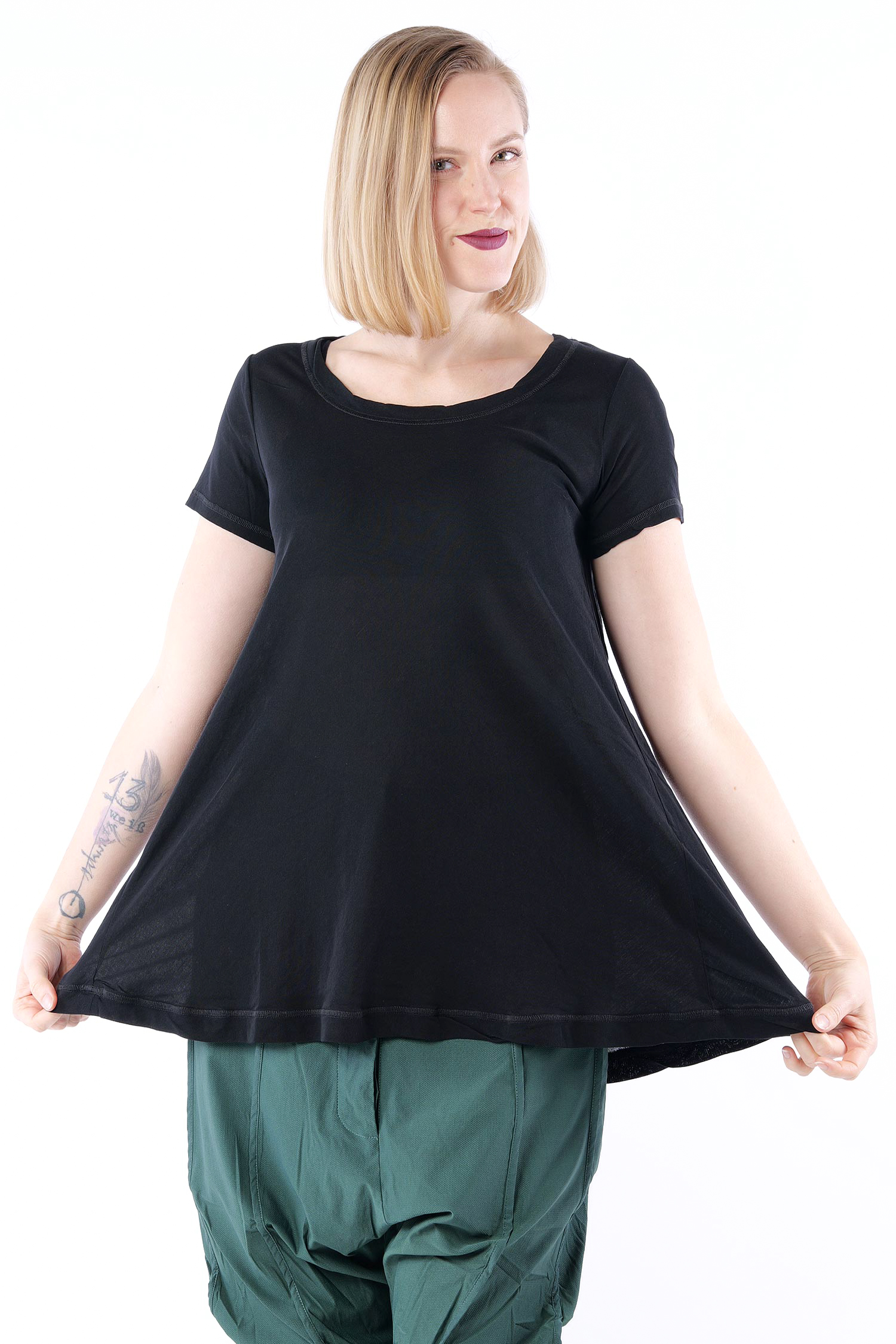 A-Linien T-Shirt - Schwarz - 1263230508